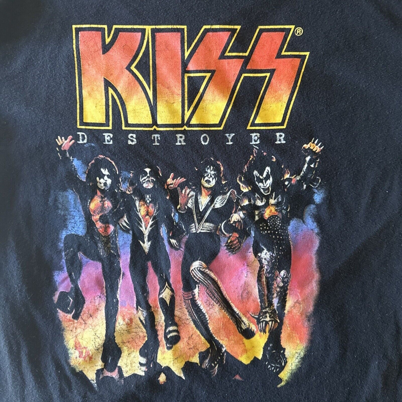 T-shirt Pour Homme KISS - Destroyer - Snow Wash - NOIR - ROCK OFF