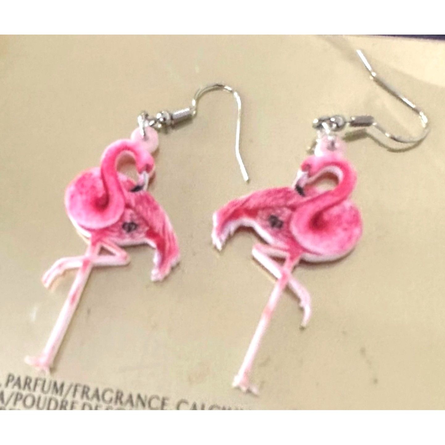 Handmade Pink Flamingo Earrings Dangle Hooks New Double Sided Las Veg Size ONE SIZE - 7 Thumbnail