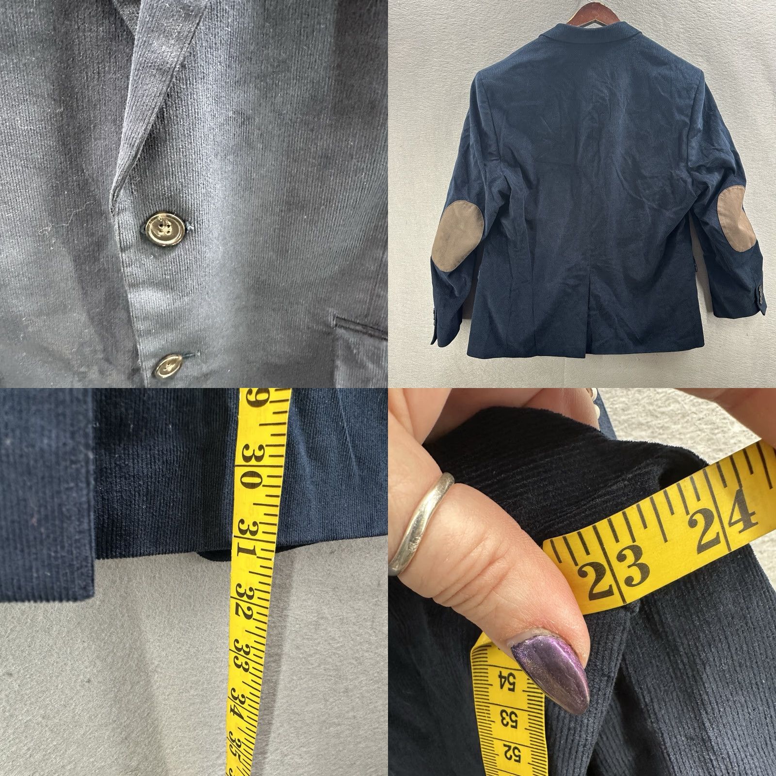 Ralph Lauren Lauren Ralph Lauren Blazer Jacket Mens 43R Navy Corduroy Elbow Patch Preppy Polo Shirt Size US XL / EU 56 / 4 - 8 Thumbnail