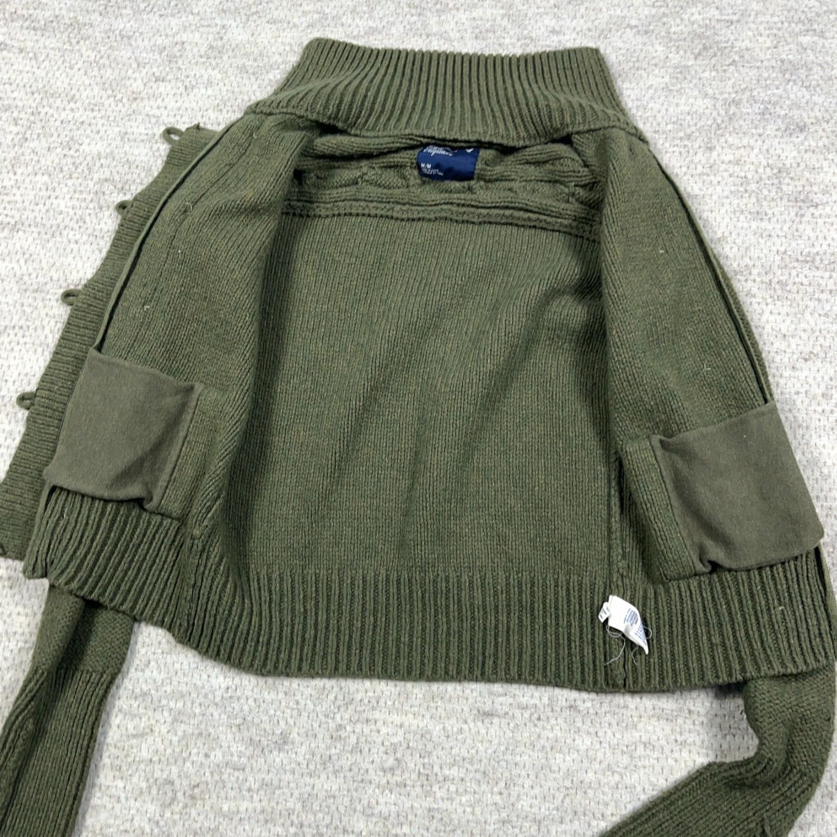American Eagle Outfitters VINTAGE American Eagle Outfitters Cardigan Women M Gray Knit Wool Acrylic Nylon Heavy Military Army Pockets All Seasons Cardigan Size M / US 6-8 / IT 42-44 - 3 Thumbnail