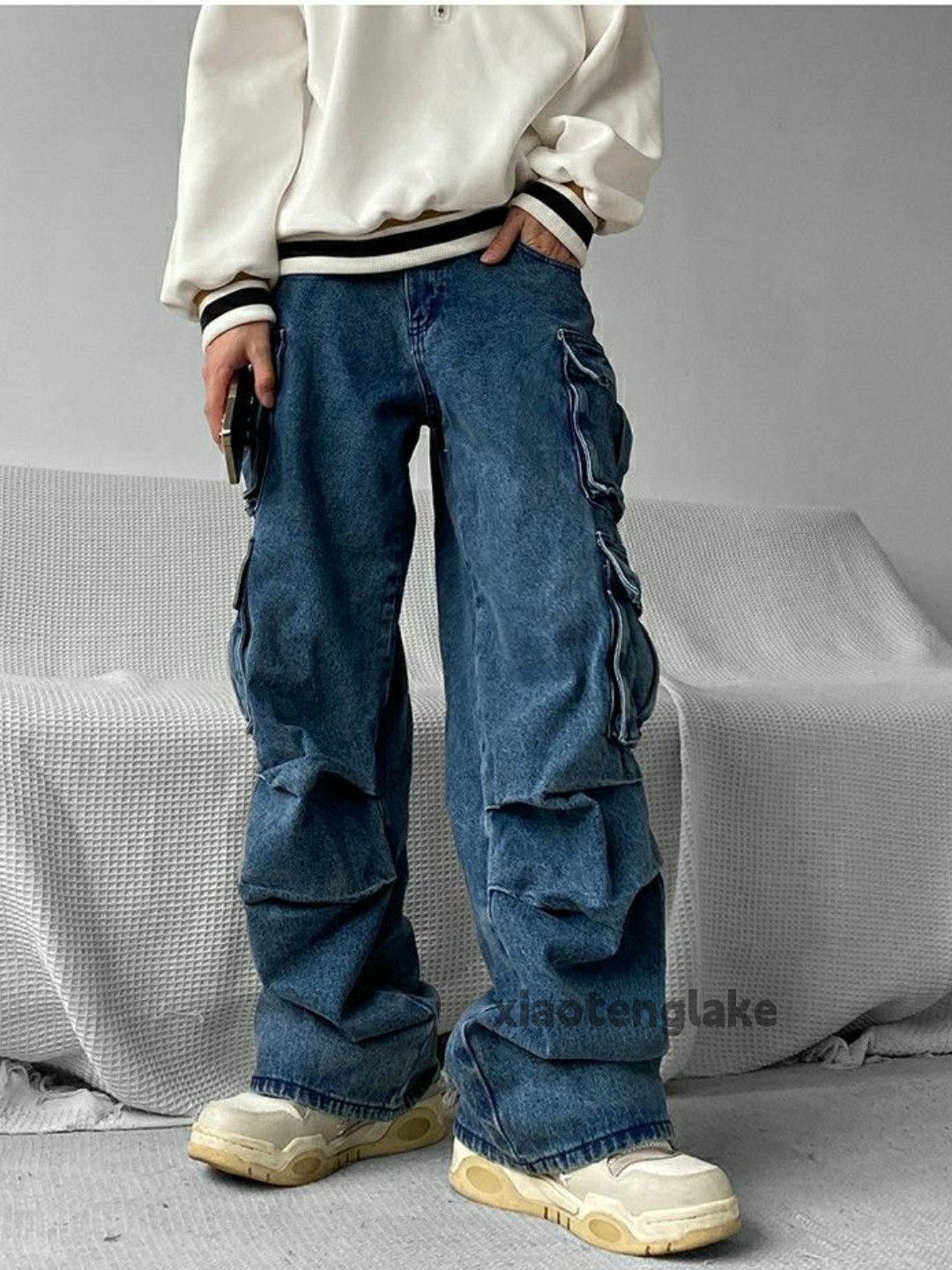 Jean × Vintage utility washed faded loose baggy hiphop cargo jeans Size US 32 / EU 48 - 3 Thumbnail