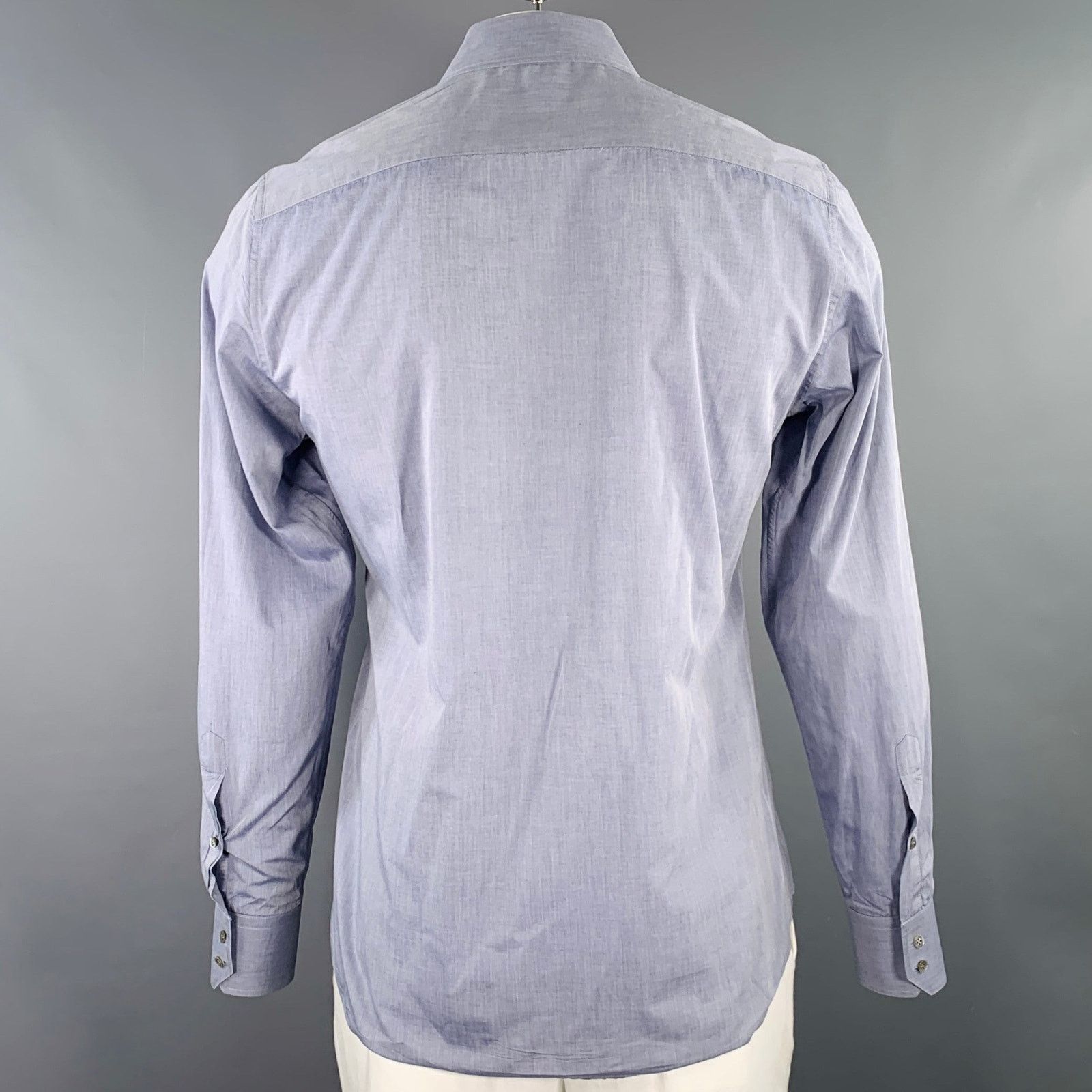 Gucci GUCCI Size L Blue Grey Fitted Button Up Long Sleeve Shirt Size US L / EU 52-54 / 3 - 3 Thumbnail