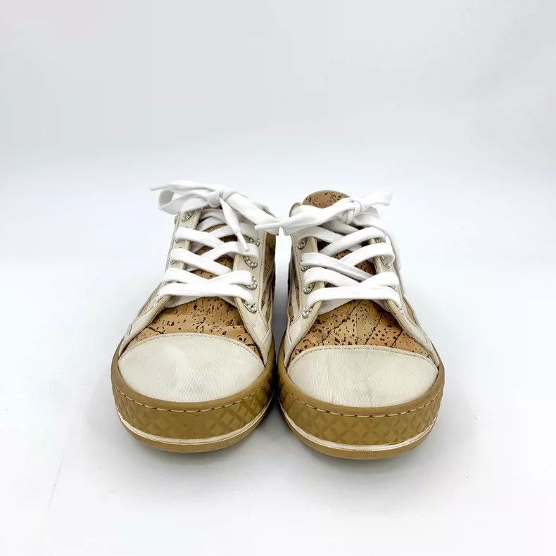 Chanel Chanel Yellow side logo horizontal cork stitching lace-up c Size US 6.5 / IT 36.5 - 3 Thumbnail
