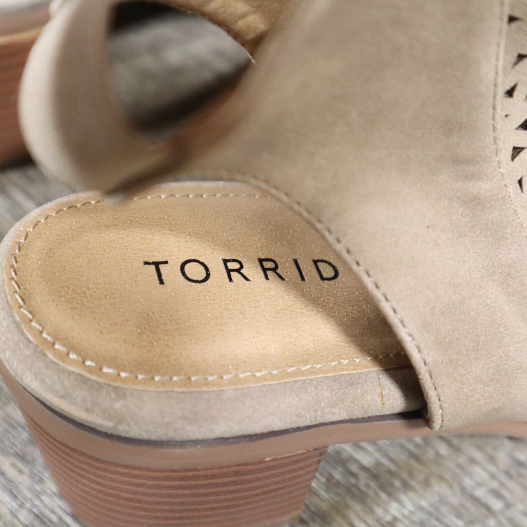 Torrid TORRID Tan Faux Suede Block Heel Bootie Open Toe Women's Size 10 Size US 10 / IT 40 - 7 Thumbnail