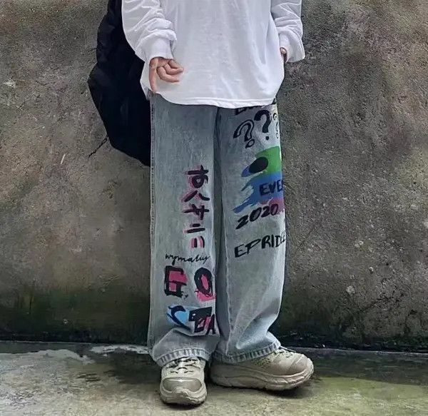 VIBE Japanese Style Graffiti Painted Jeans Size US 32 / EU 48 - 2 Thumbnail