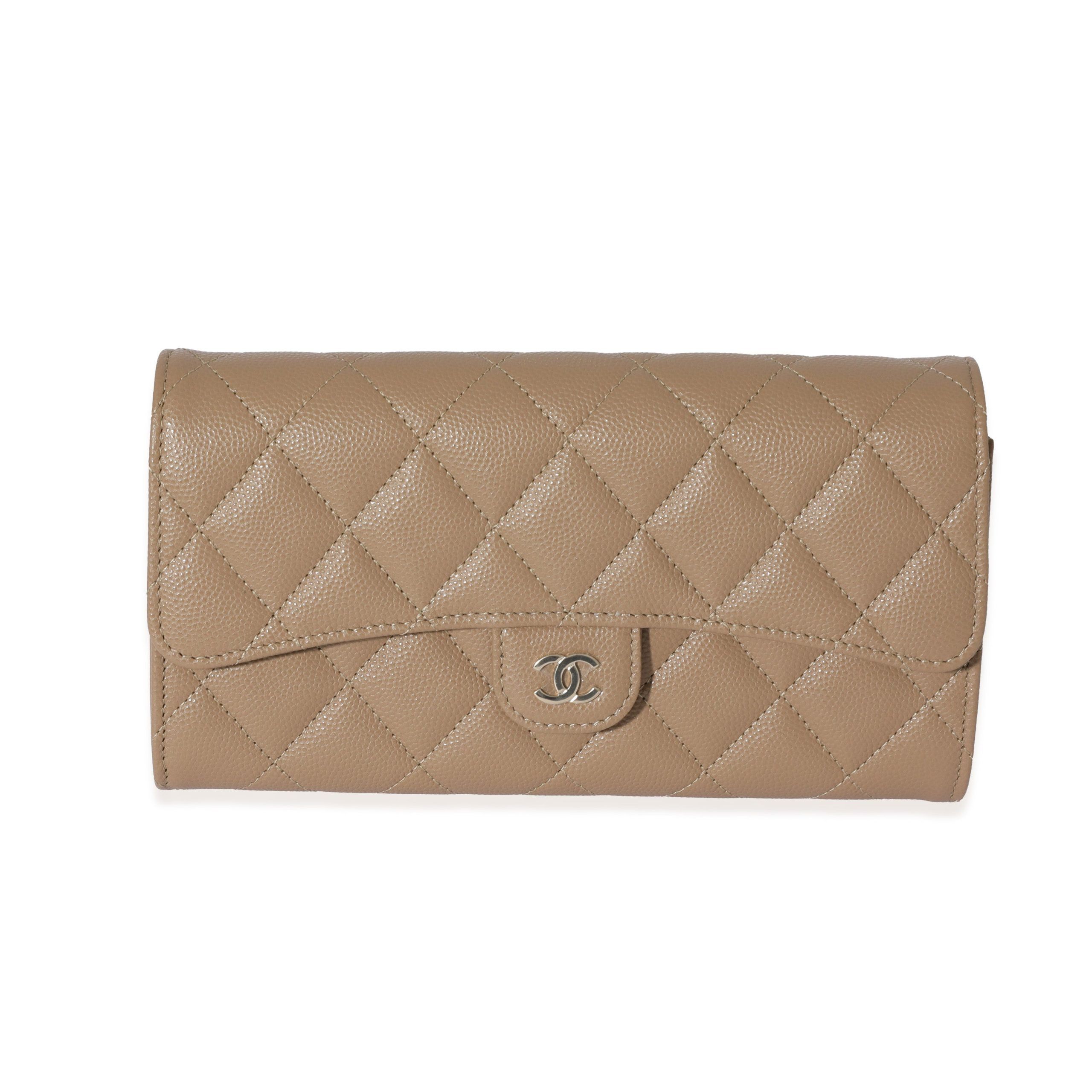 image of Chanel 22A Dark Beige Quilted Classic Long Flap Wallet in Brown, Women's