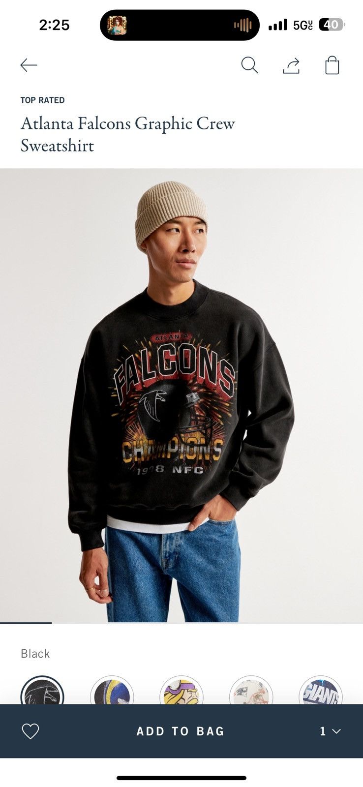Abercrombie & Fitch Abercrombie Atlanta Falcons Crewneck Size US M / EU 48-50 / 2 - 3 Thumbnail