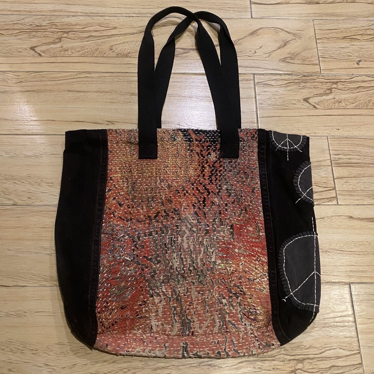 Handmade 1/1 Handstitch Sashiko Boro Natural Distressed Tote Bag Size ONE SIZE - 17 Thumbnail