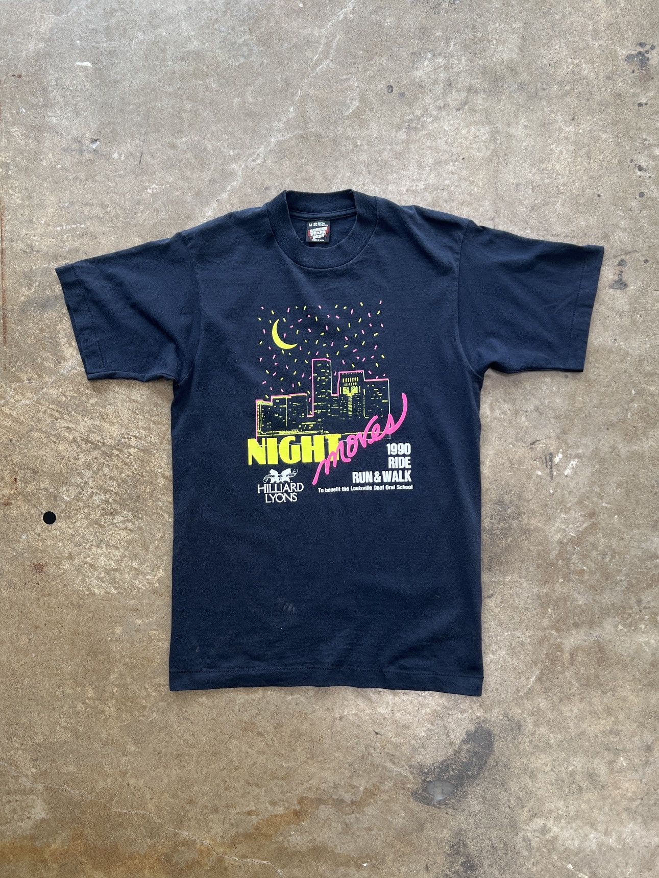 Vintage Vintage 1990 Night Moves Run Walk Neon Stars Tee Medium Size US M / EU 48-50 / 2 - 2 Thumbnail