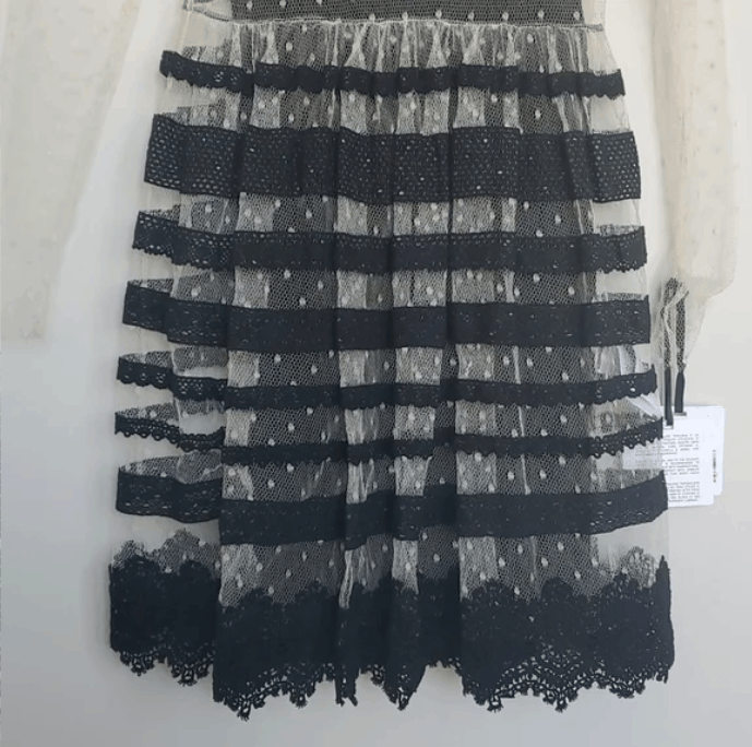 RED Valentino Crocheted lace-paneled point d'esprit mini dress Size XS / US 0-2 / IT 36-38 - 7 Thumbnail