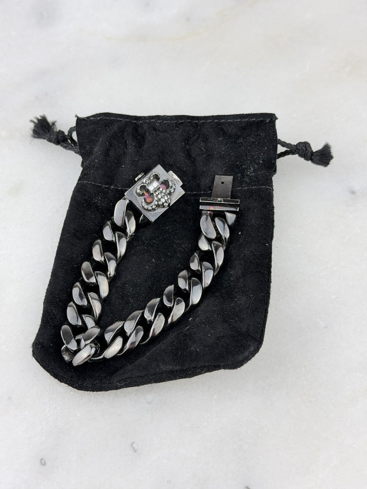 Chrome Hearts RARE CHROME HEARTS BLACK RHODIUM FLEUR BOX ID PAVED DIAMOND Size ONE SIZE - 12 Thumbnail