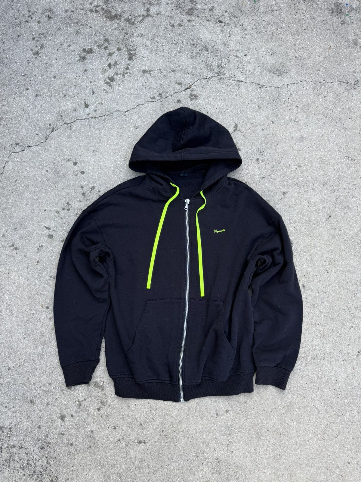 (+)PEOPLE Rare (+)People Blue Zip Up Hoodie Sweater with green accents Size US L / EU 52-54 / 3 - 1 Thumbnail