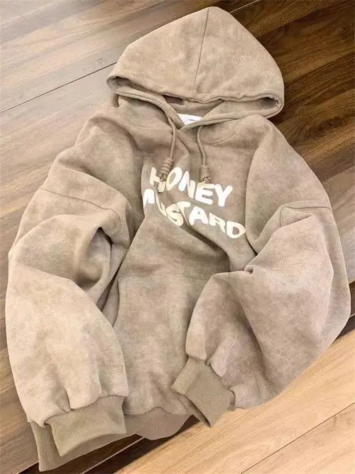 VIBE Vintage Street Letter Print Khaki L Hooded Sweatshirt Size US L / EU 52-54 / 3 - 1 Thumbnail