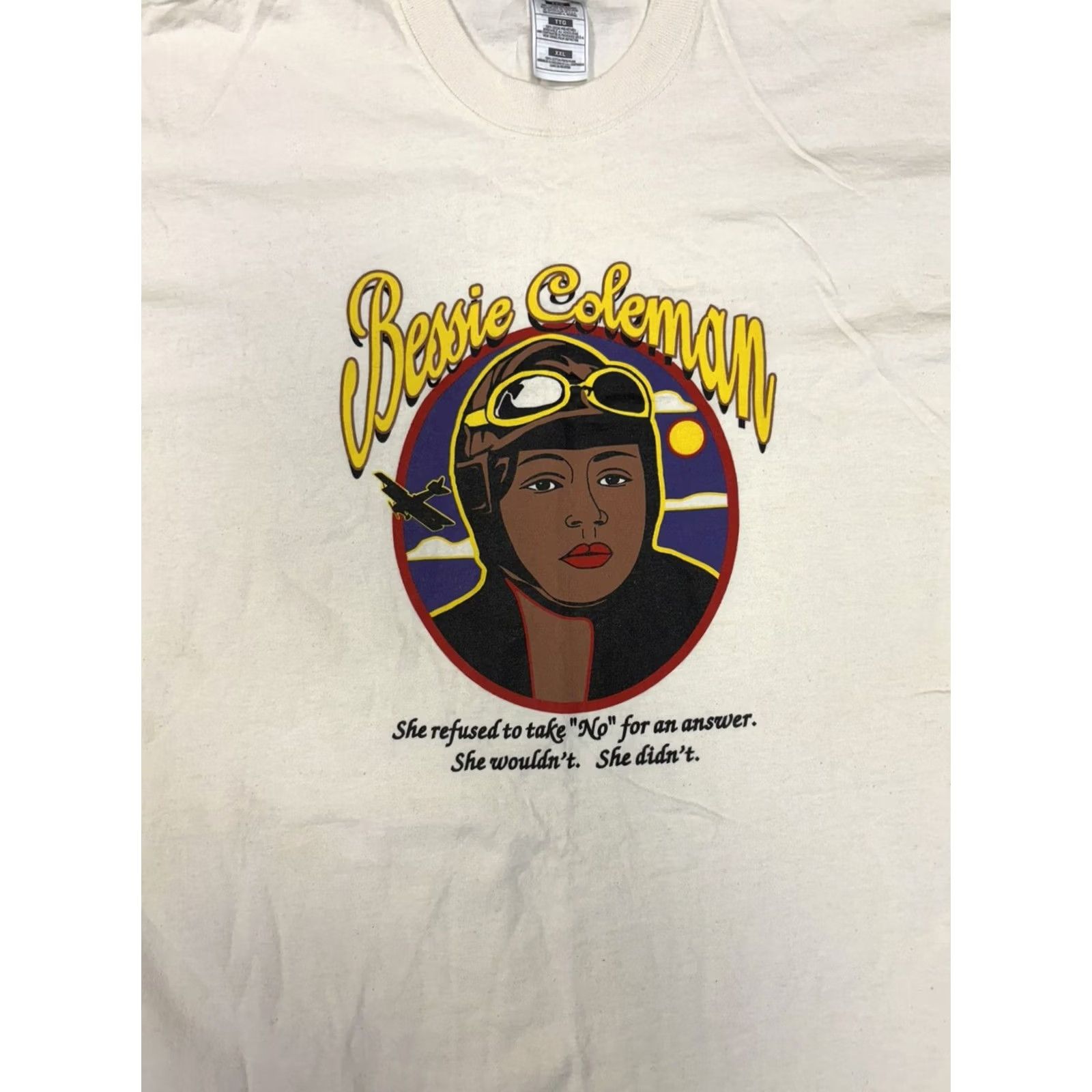 Fruit Of The Loom VINTAGE Fruit of the Loom Bessie Coleman Shirt Beige Aviation XXL Short Sleeve Graphic Tee Cotton Hippy Men/Women Size US XXL / EU 58 / 5 - 2 Thumbnail
