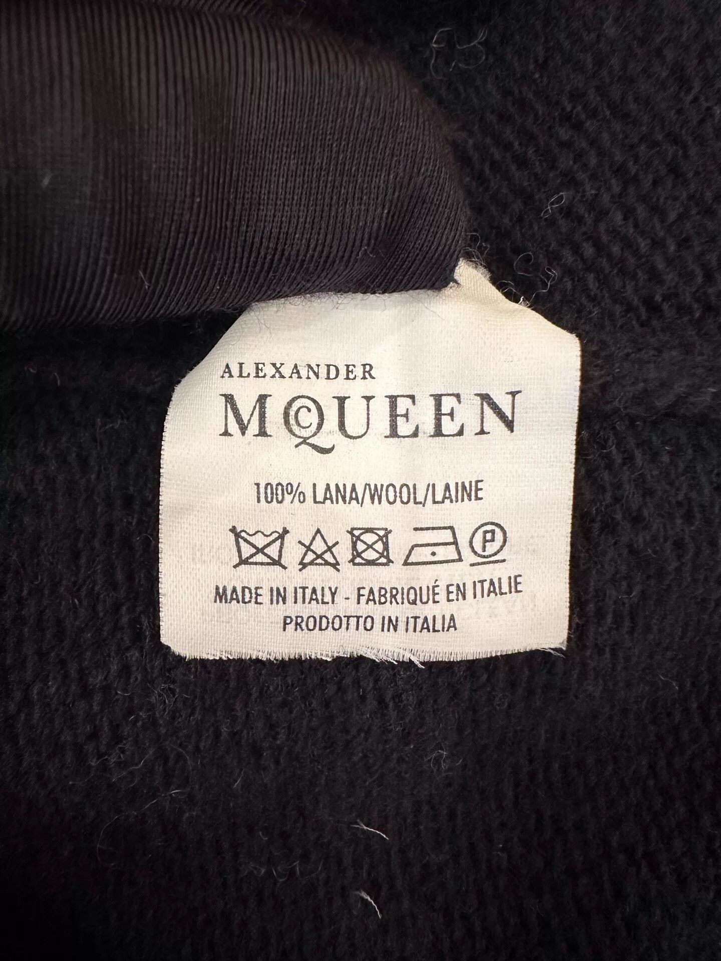 Alexander McQueen McQueen women's black long wool coat white stripe logo M Size M / US 6-8 / IT 42-44 - 7 Thumbnail