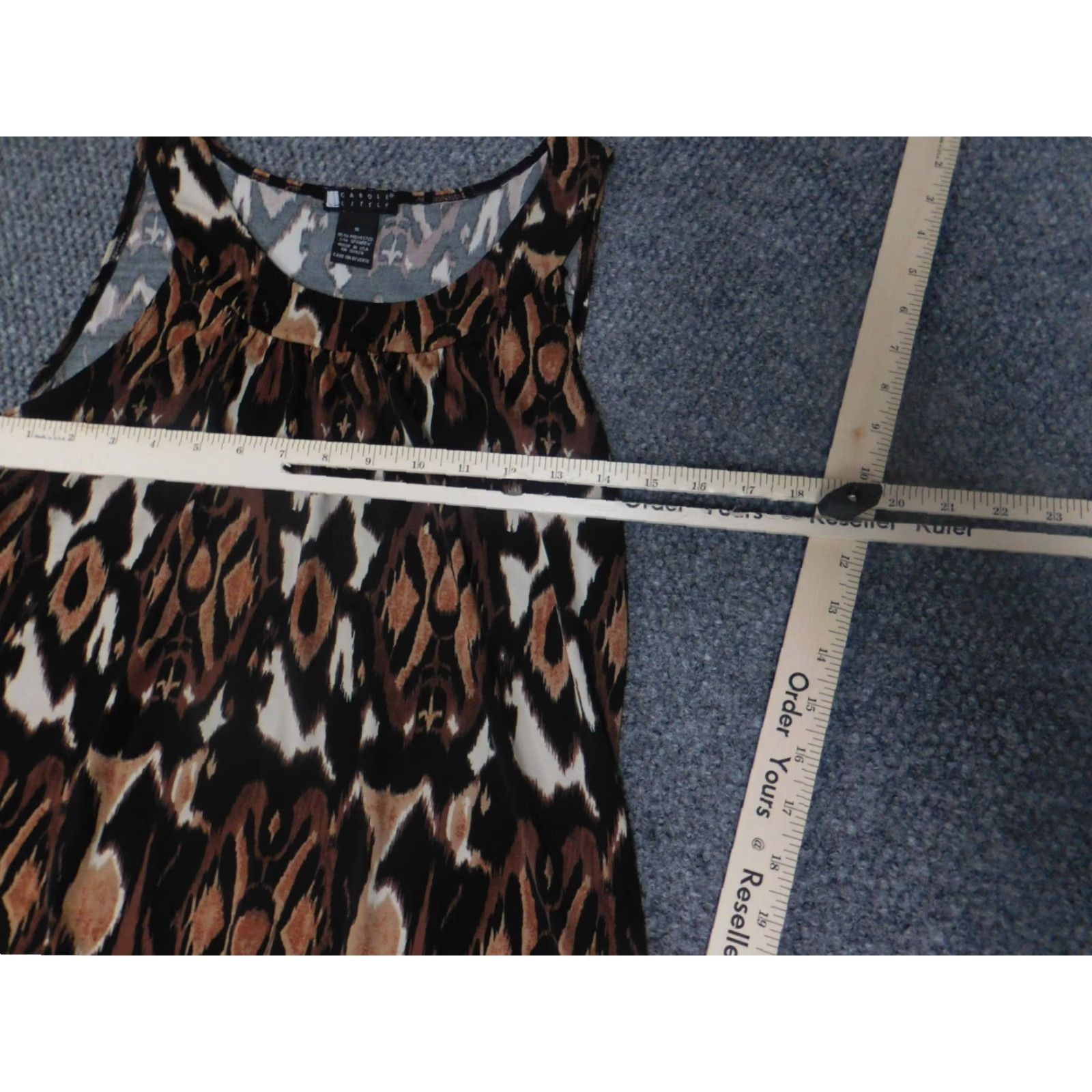 Vintage Serenade Carole Little Womens Tank Small Brown Pullover Geometric Ruffle Collared Sleeveless Polyester Casual Vintage: No Size S / US 4 / IT 40 - 3 Thumbnail