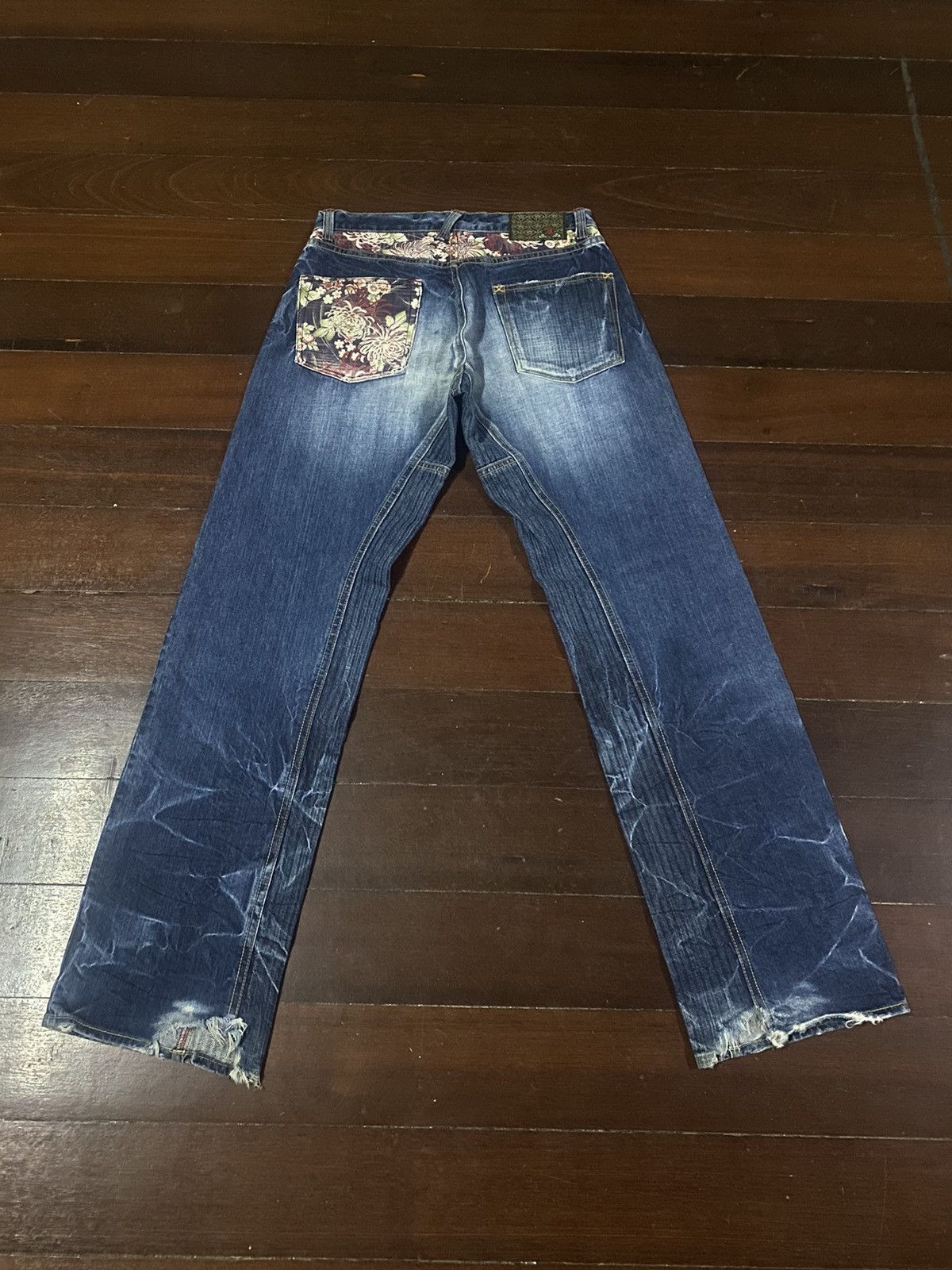 Eternal × Japanese Brand Vintage 90s🔥ETERNAL🔥Distressed Sukajan Hybrid Jeans B1 Size US 34 / EU 50 - 1 Thumbnail