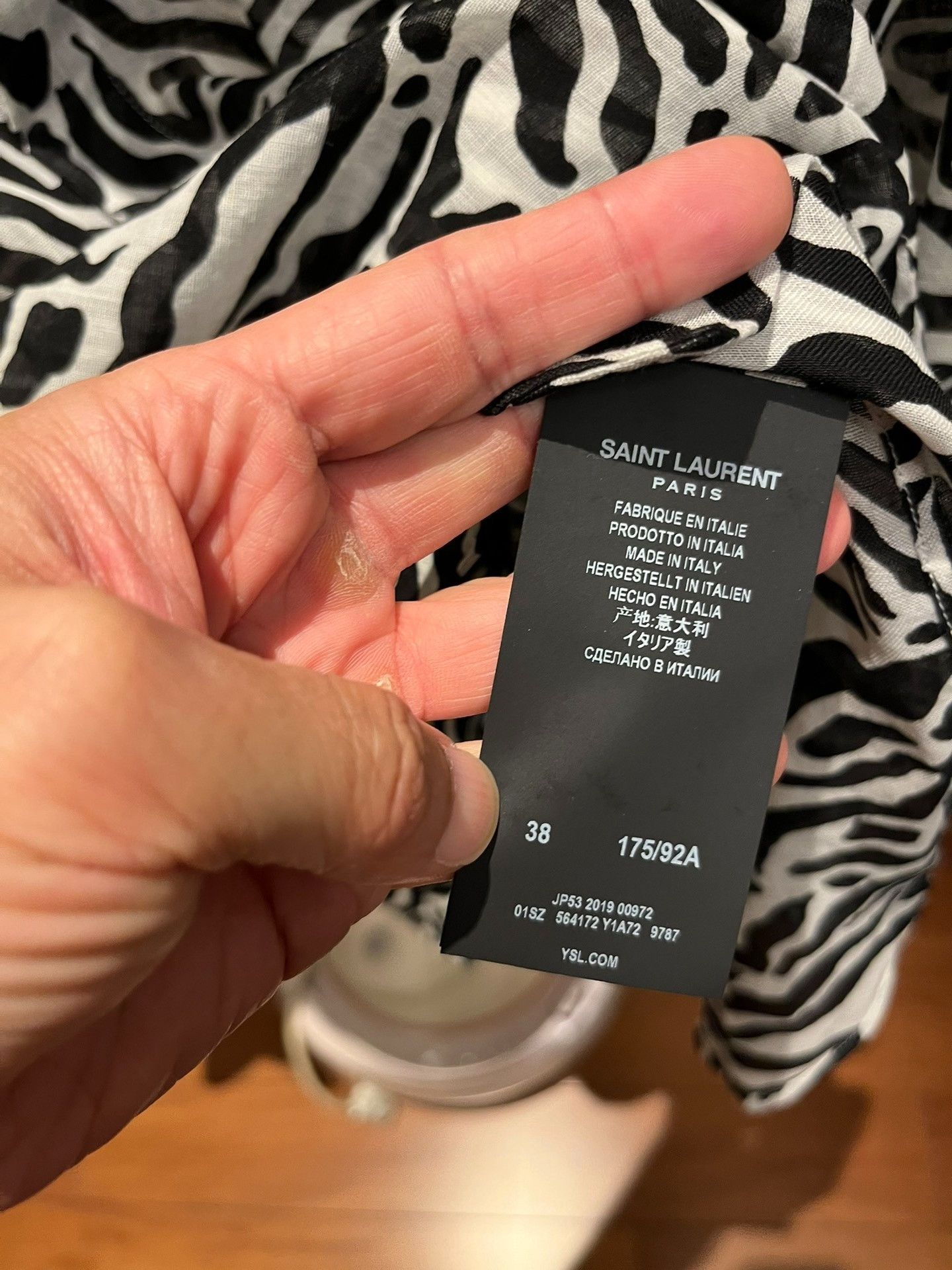 Saint Laurent Paris Saint Laurent Classic Zebra Print Shirt Size US M / EU 48-50 / 2 - 4 Thumbnail