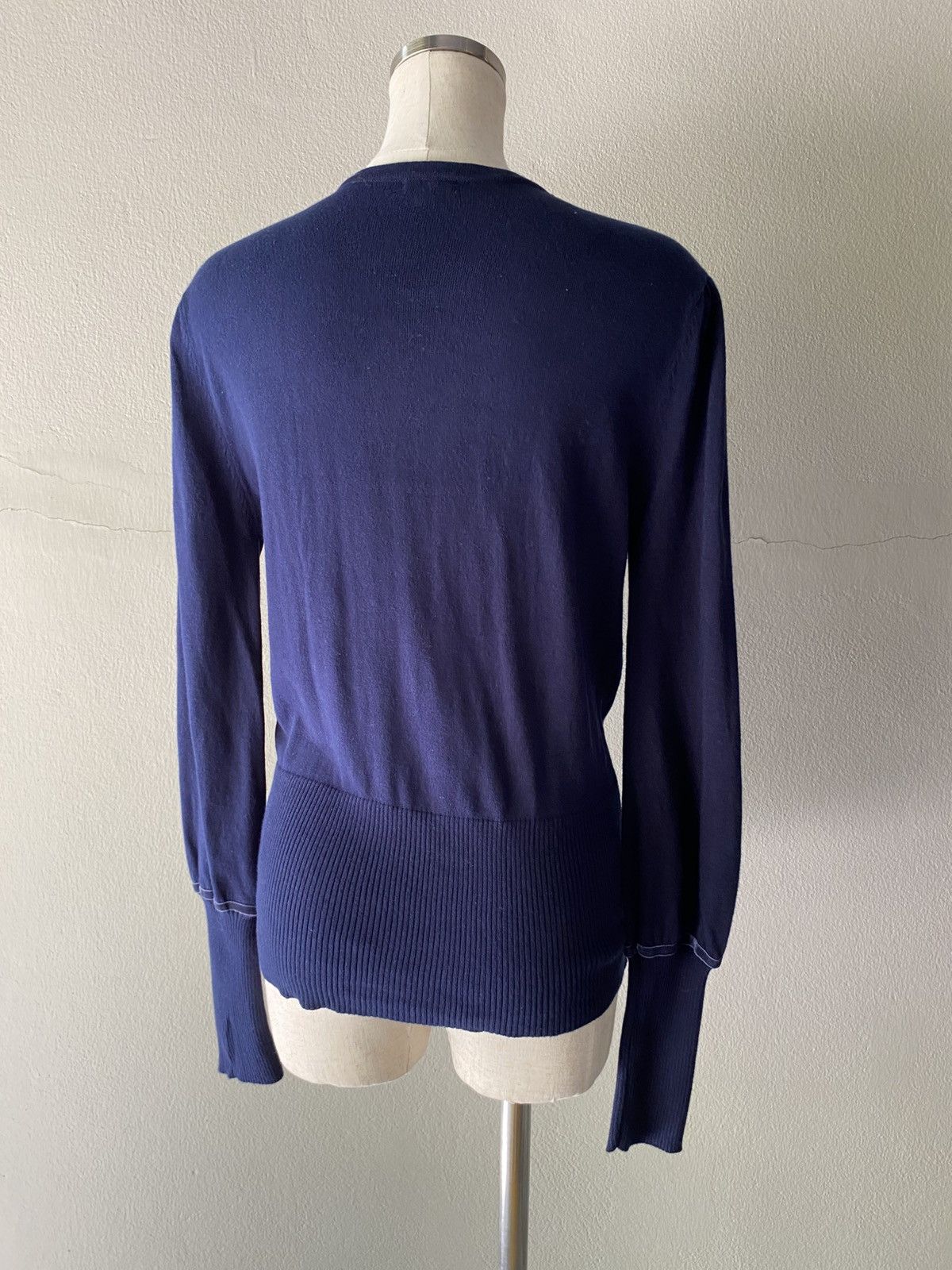 Kenzo KENZO Blue V-Neck Cardigan with Embroidered Trim. Size ONE SIZE - 2 Thumbnail
