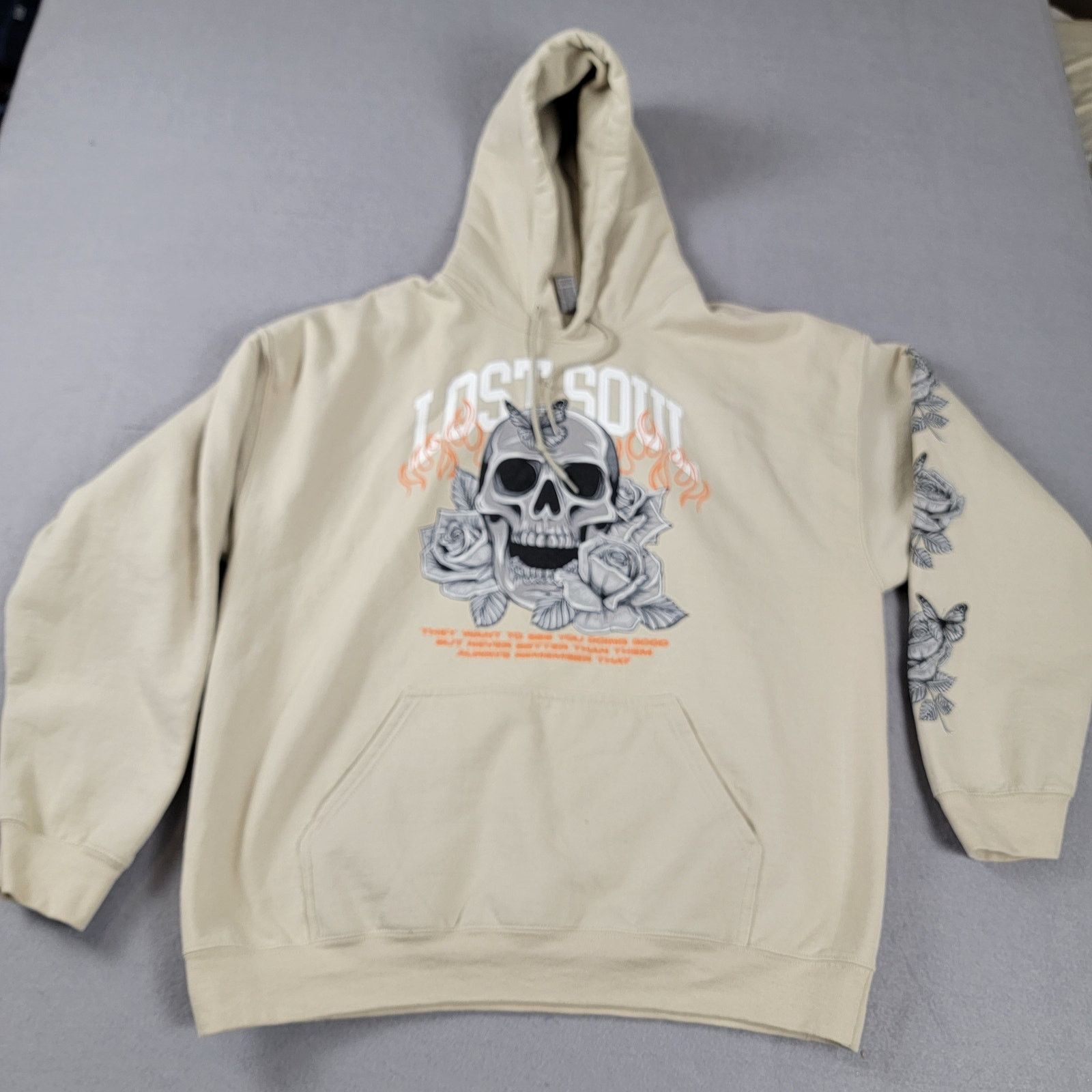 Brave Soul Lost Soul Skull Japanese Streetwear Hoodie Mens Sz L Beige Size US L / EU 52-54 / 3 - 1 Thumbnail