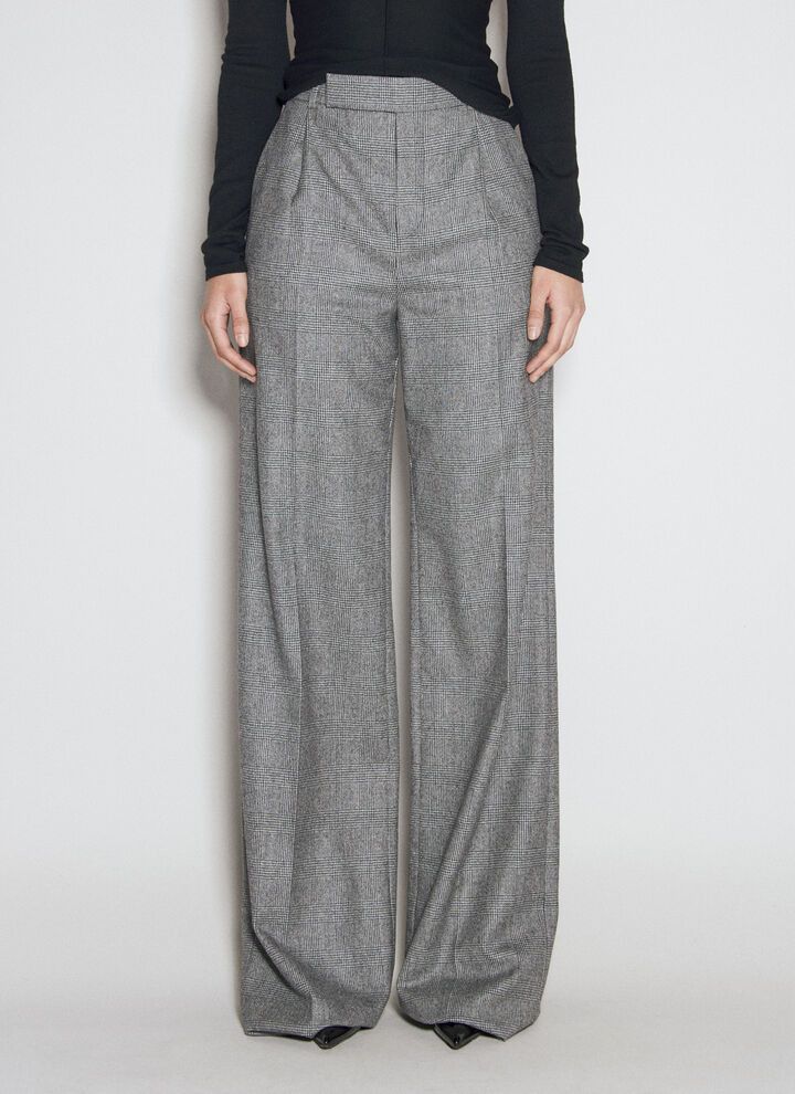 Saint Laurent Paris o1s1wg111124 Flared Pants in Prince Of Wales Flannel in Grey Size 25" / US 0 / IT 36 - 6 Thumbnail