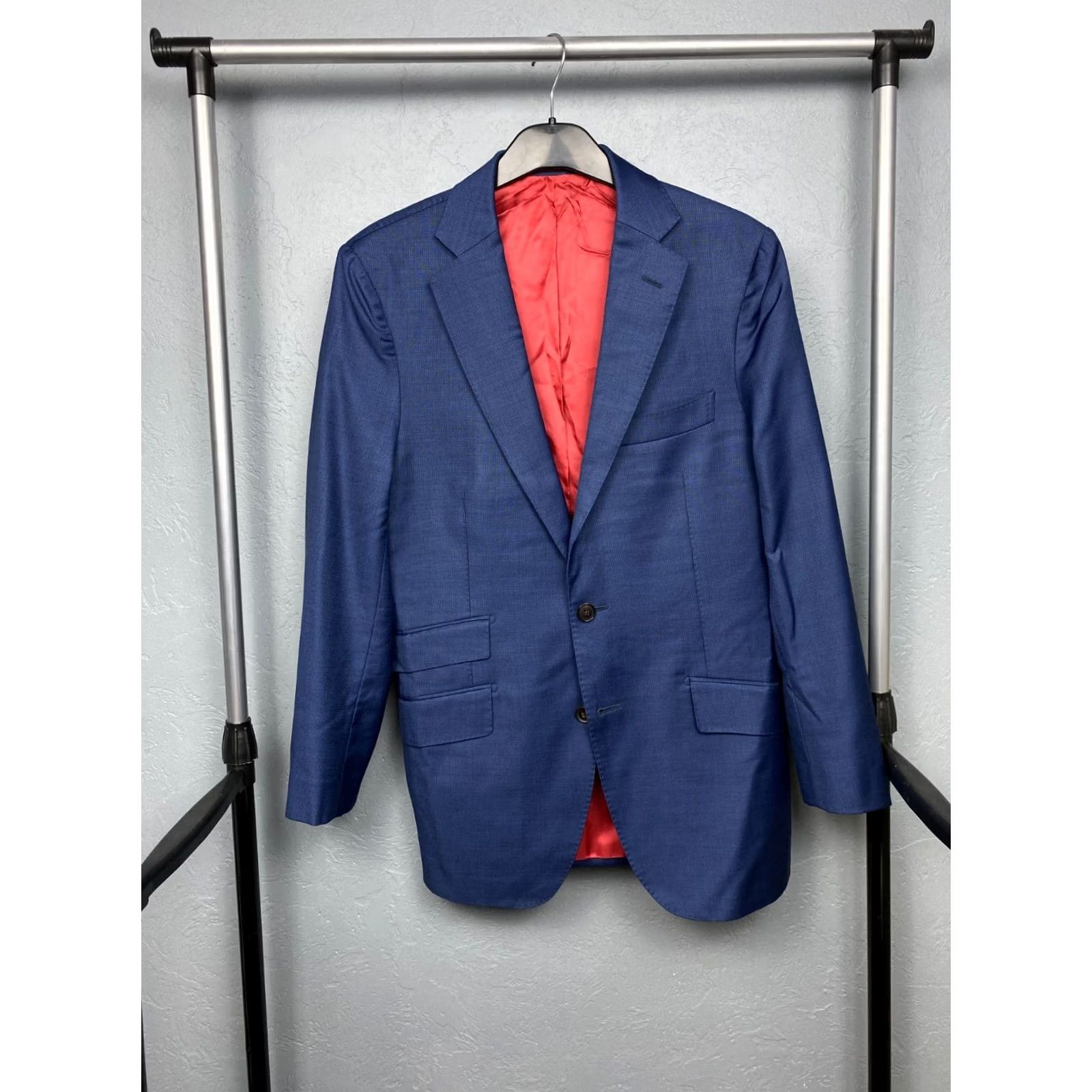 Suitsupply Suitsupply Blazer - 2 Piece Wool Suit Jacket + Pants 48R Blue Mens Vintage Style Two-Button Front Size 48R - 2 Thumbnail