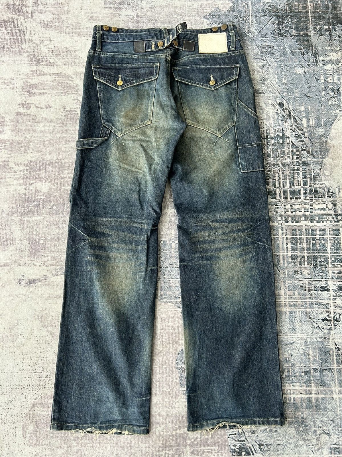 PPFM PPFM Carpenter Solid Washed Denim Pants Size US 32 / EU 48 - 2 Thumbnail