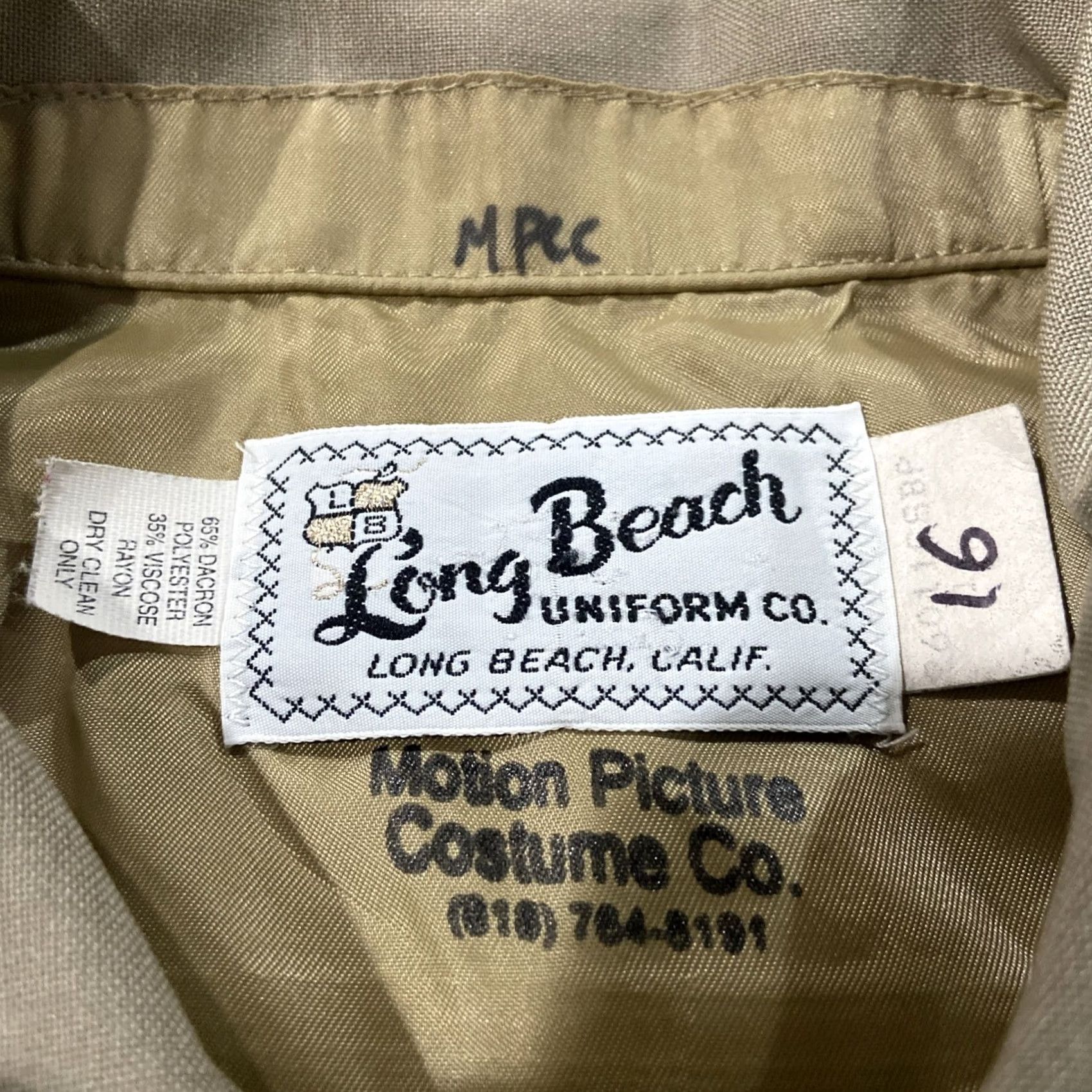 Vintage VINTAGE Long Beach Uniform Co. Motion Picture Co Tan Button Down Work Shirt M Men's Beige Short Sleeve Beach 90s? Size US M / EU 48-50 / 2 - 2 Thumbnail