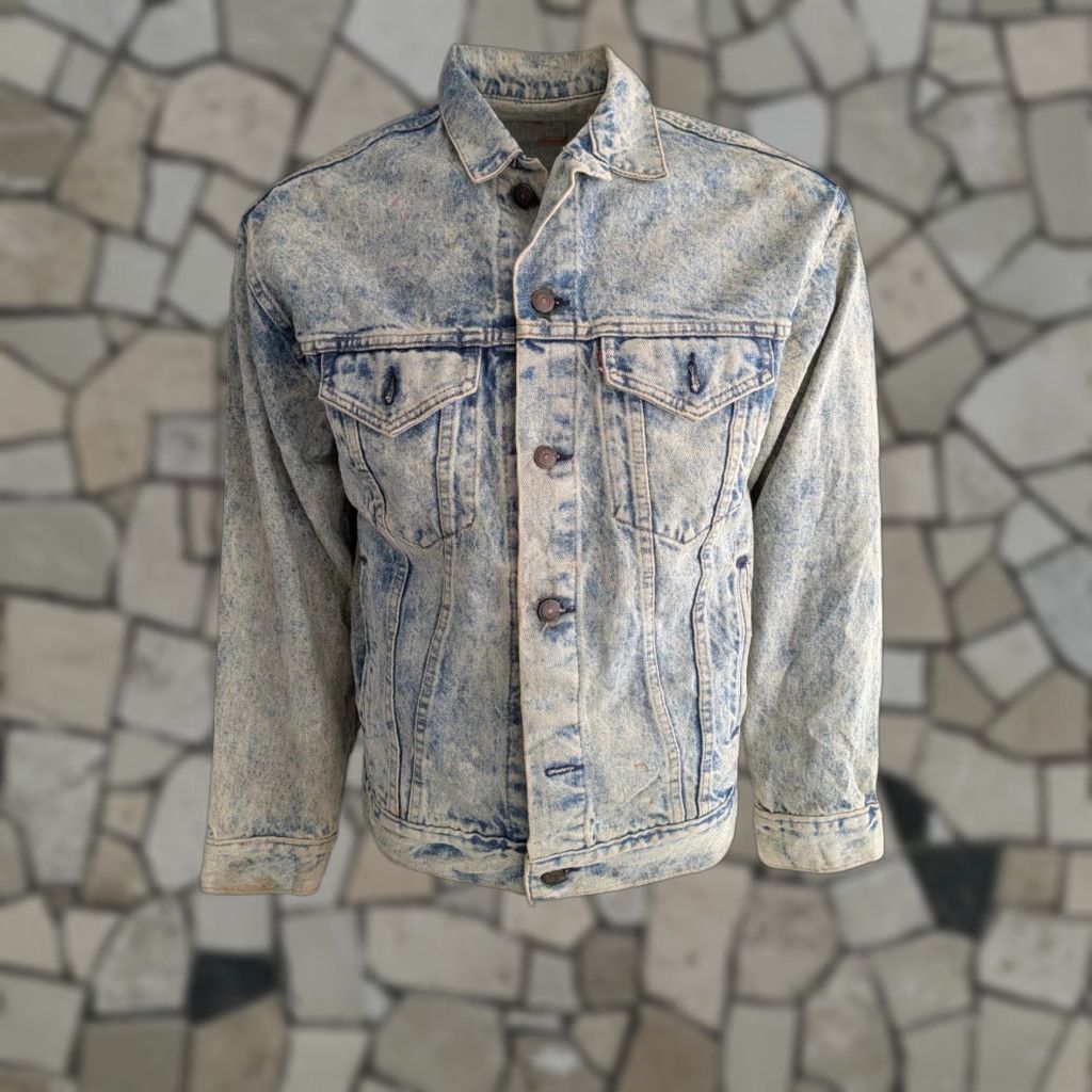 Levi's Vintage Levi’s Denim Jacket Acid Wash Made in USA XL Blue 80s 90s Levi's Trucker Jacket Mens XL Acid Wash Blue Size US 36 / EU 52 - 1 Thumbnail