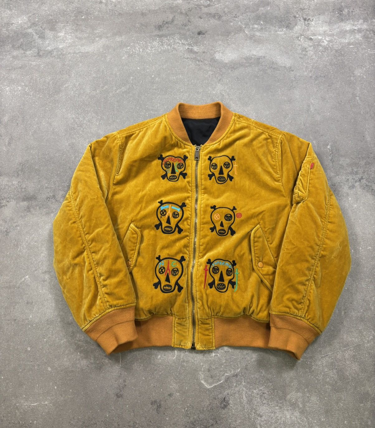 Supreme Supreme x Clayton Patterson Skulls Velvet MA-1 Jacket Size US L / EU 52-54 / 3 - 1 Thumbnail