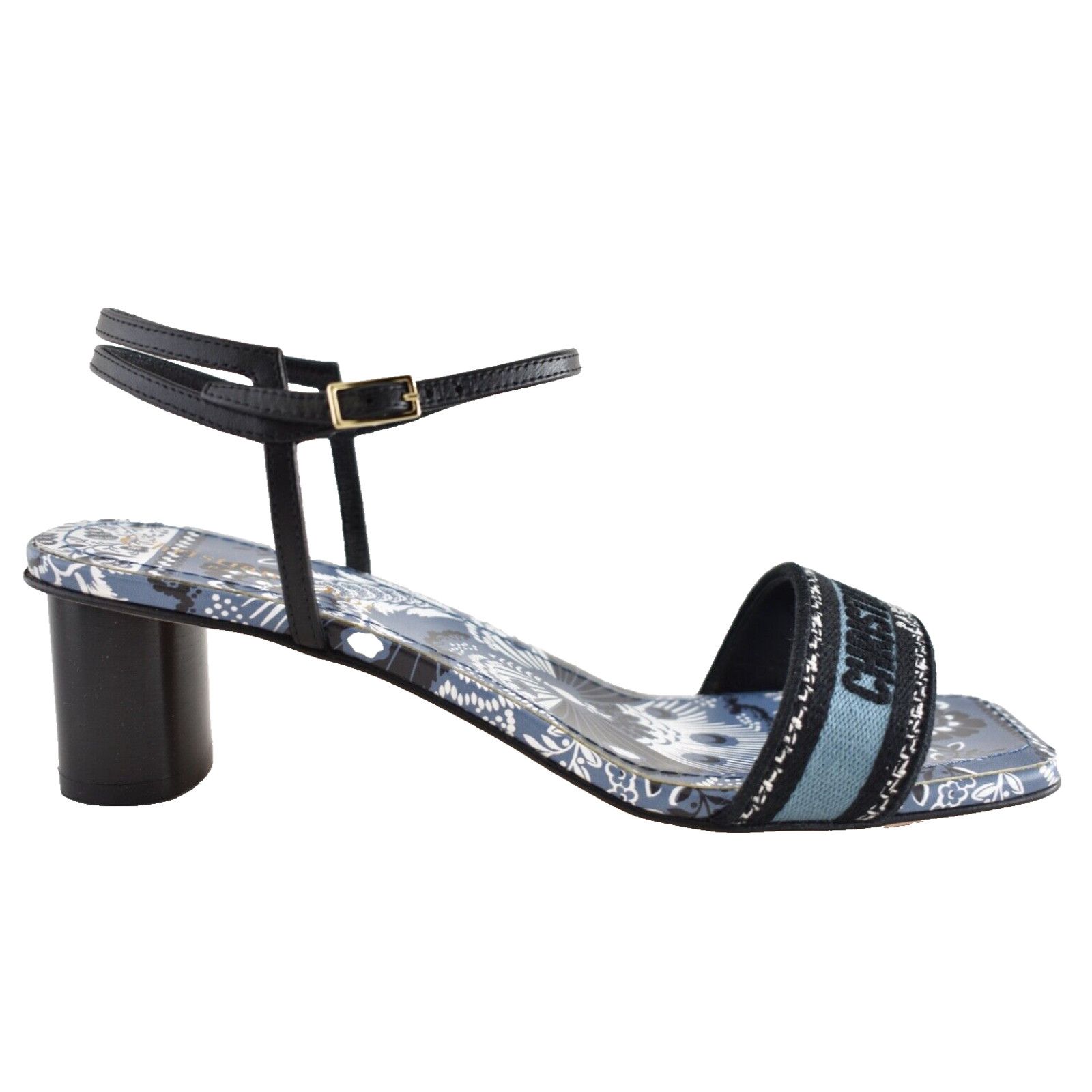 Dior Dior Bandana Embroidered Black Blue Dway Heeled Sandal Size US 10 / IT 40 - 1 Thumbnail