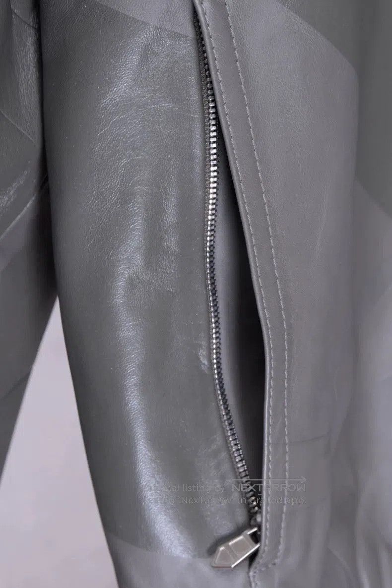 Hermes Hermes Men's Runway Grey-Green Baseball Collar Leather Jac Size US M / EU 48-50 / 2 - 7 Thumbnail