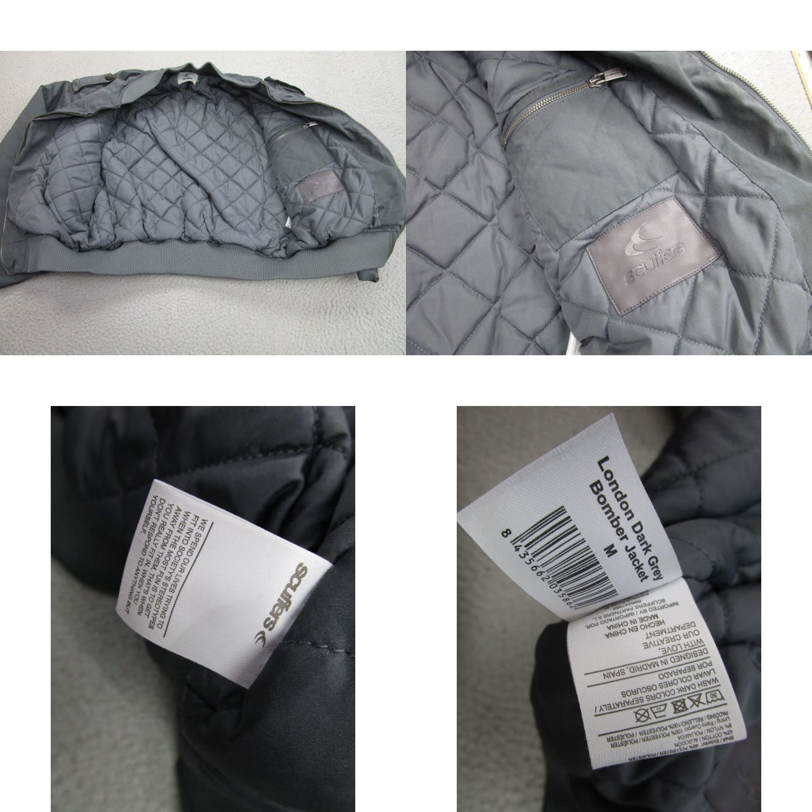 Vintage Scuffers Mens Jacket M Gray Bomber Full Zip Quilted Lining Insulated" Size US M / EU 48-50 / 2 - 8 Thumbnail