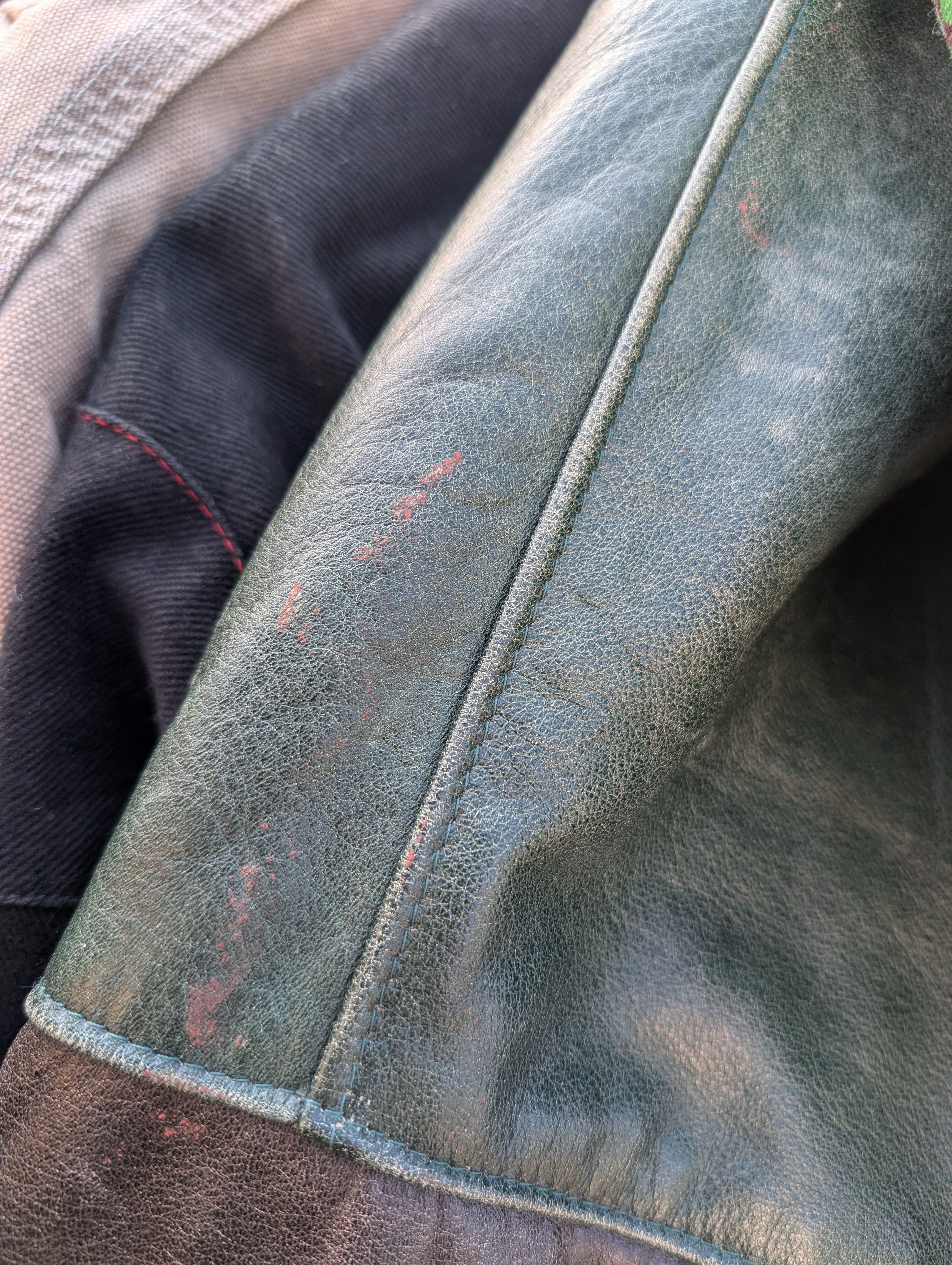 Rare Vintage Roots Sporting Goods USA Green Leather Jacket