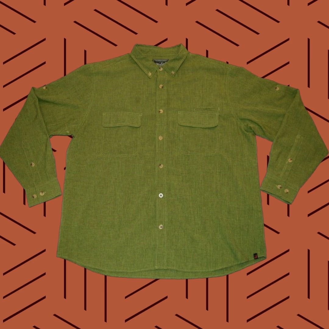 Vintage WOOLRICH PESTO LONG SLEEVE BUTTON SHIRT XL LIME GREEN DOUBLE CHEST POCKETS Size US XL / EU 56 / 4 - 1 Thumbnail