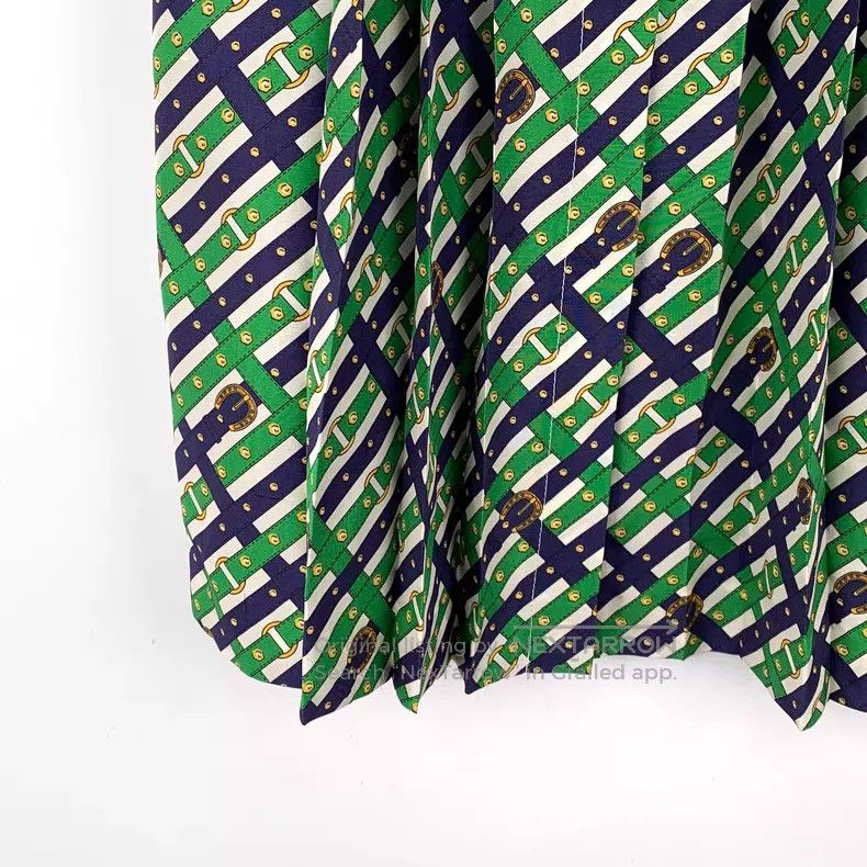 Gucci Gucci 23 green belt buckle full printed mulberry silk casu Size 24" / US 00 / IT 34 - 4 Thumbnail