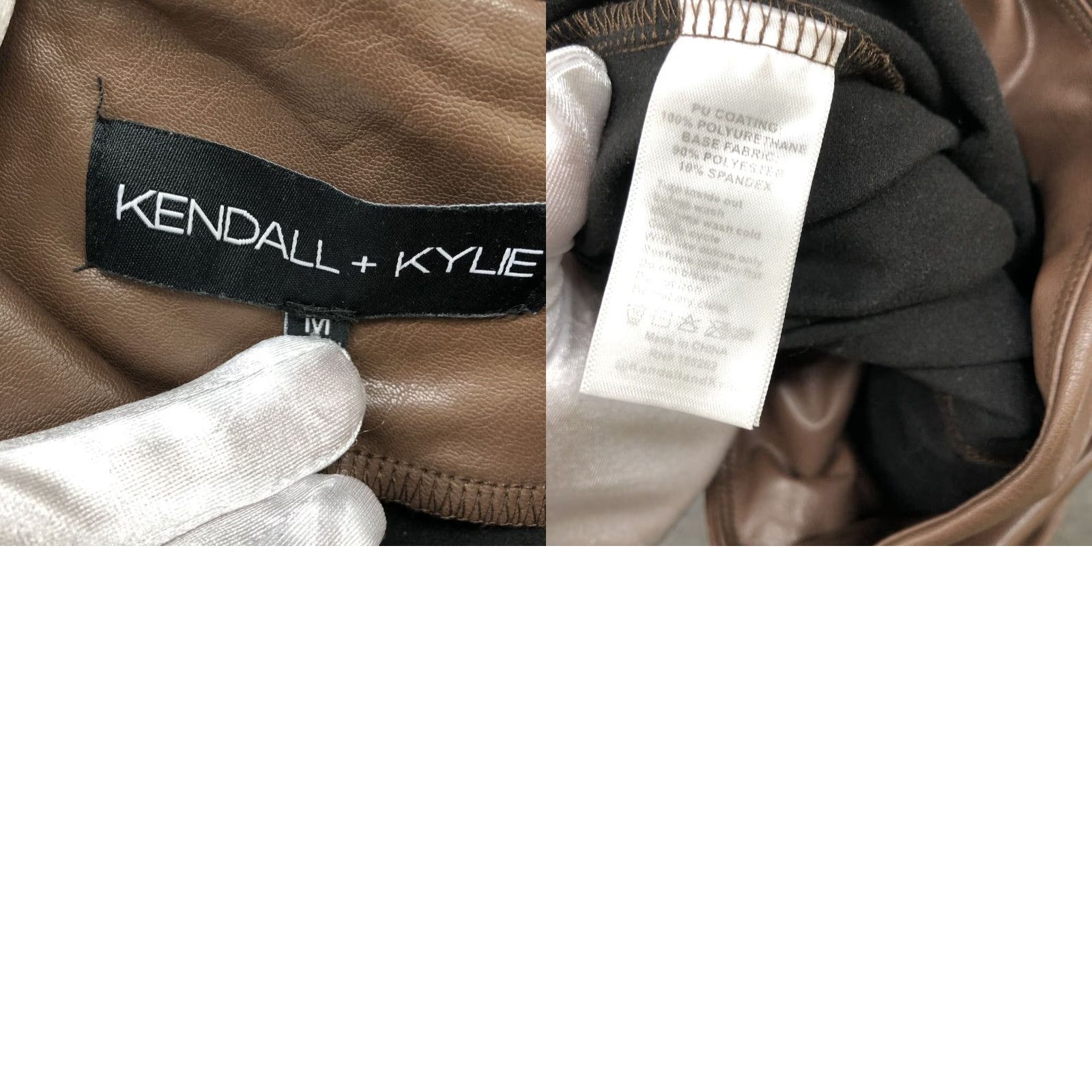 Vintage Kendal + Kyle Womens M Faux Leather Leggings Brown Stretchy Size 32" / US 10 / IT 46 - 8 Thumbnail