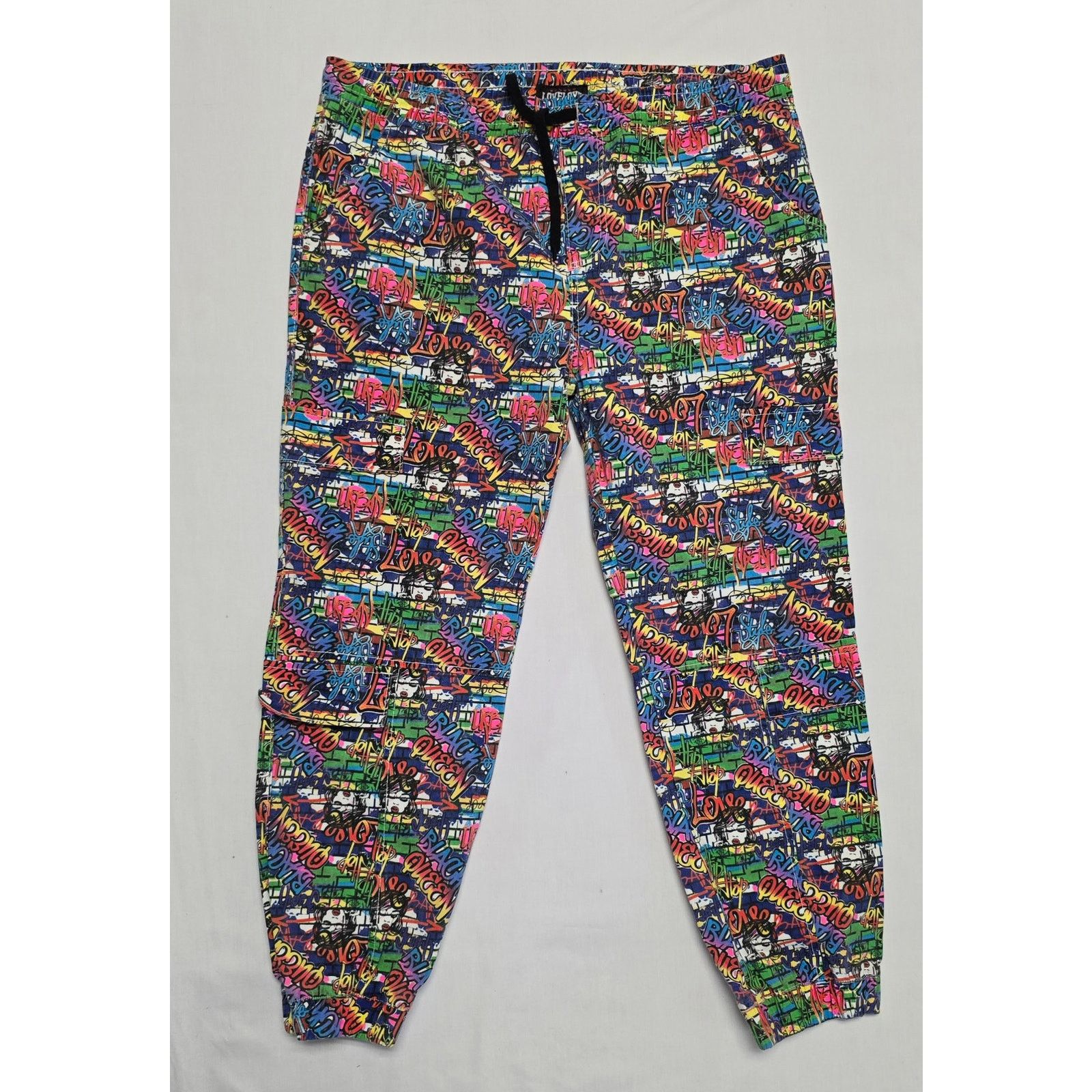 Loveless LoveLove Graffiti Print Jogger Pants 3X Colorful Streetwear Size 38" / US 16 / IT 52 - 1 Thumbnail