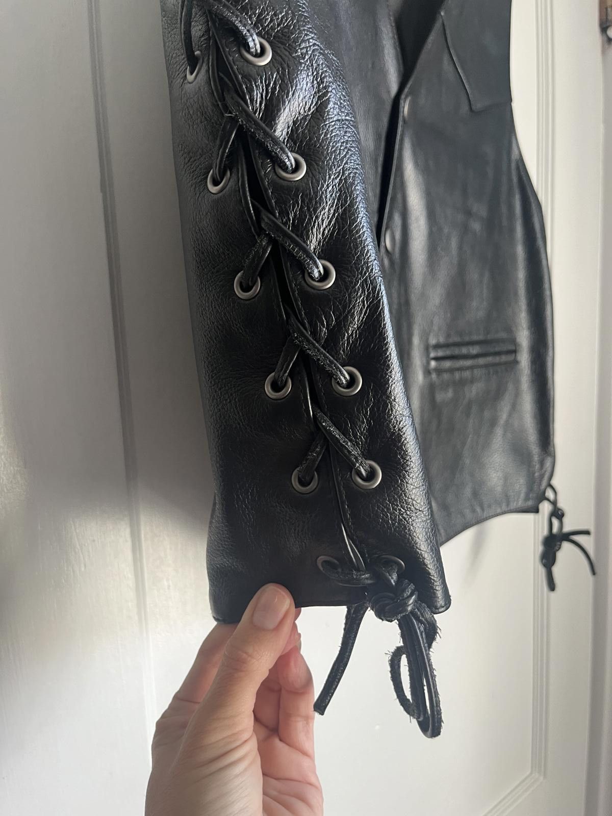 Wilson Wilsons Mens Leather Vest with Side Laces, Motorcycle Jacket Size ONE SIZE - 2 Thumbnail