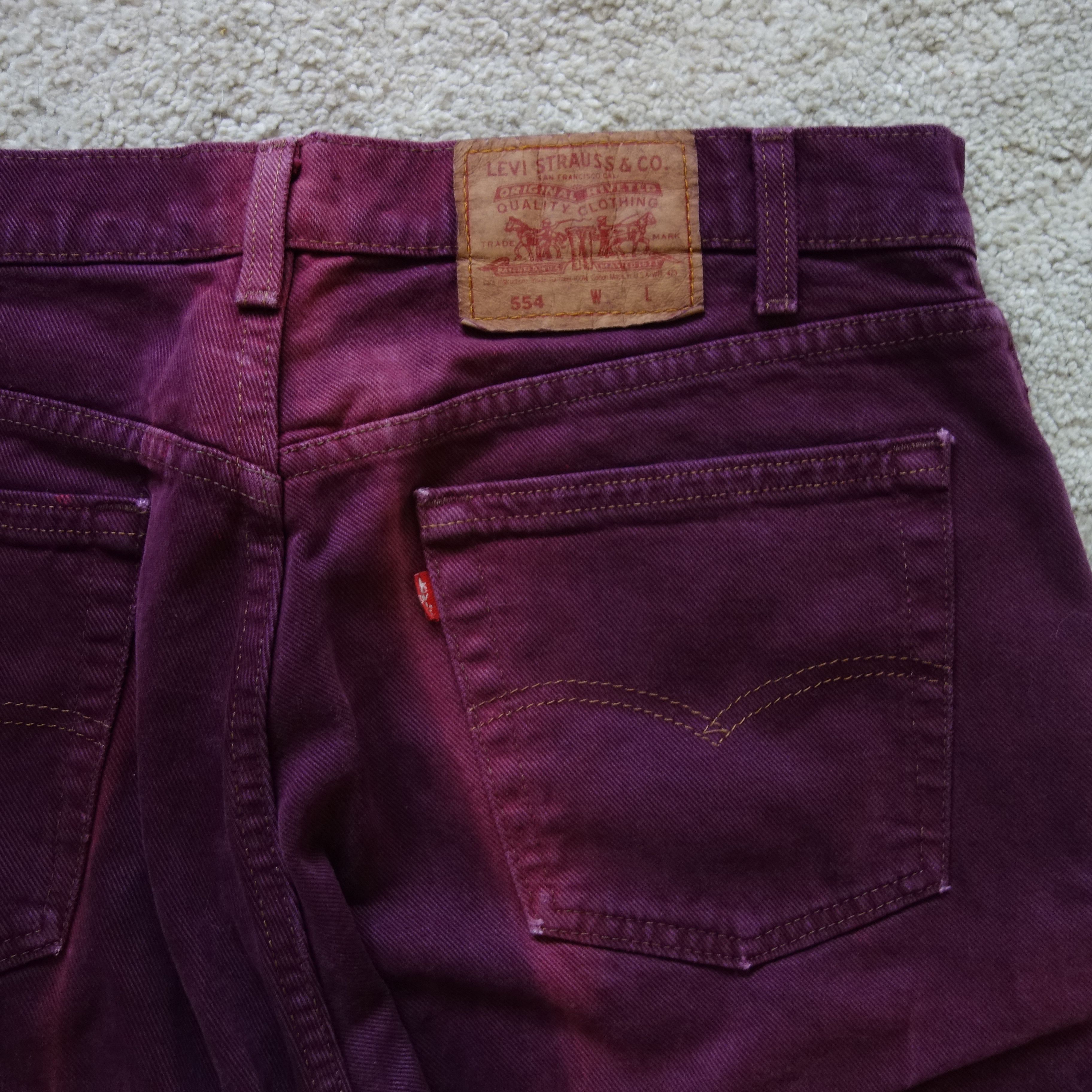 Levi's × Levi's Vintage Clothing × Vintage vintage 90s LEVI's 554 usa made Burgundy Over-dyed Jeans Size US 35 - 4 Thumbnail