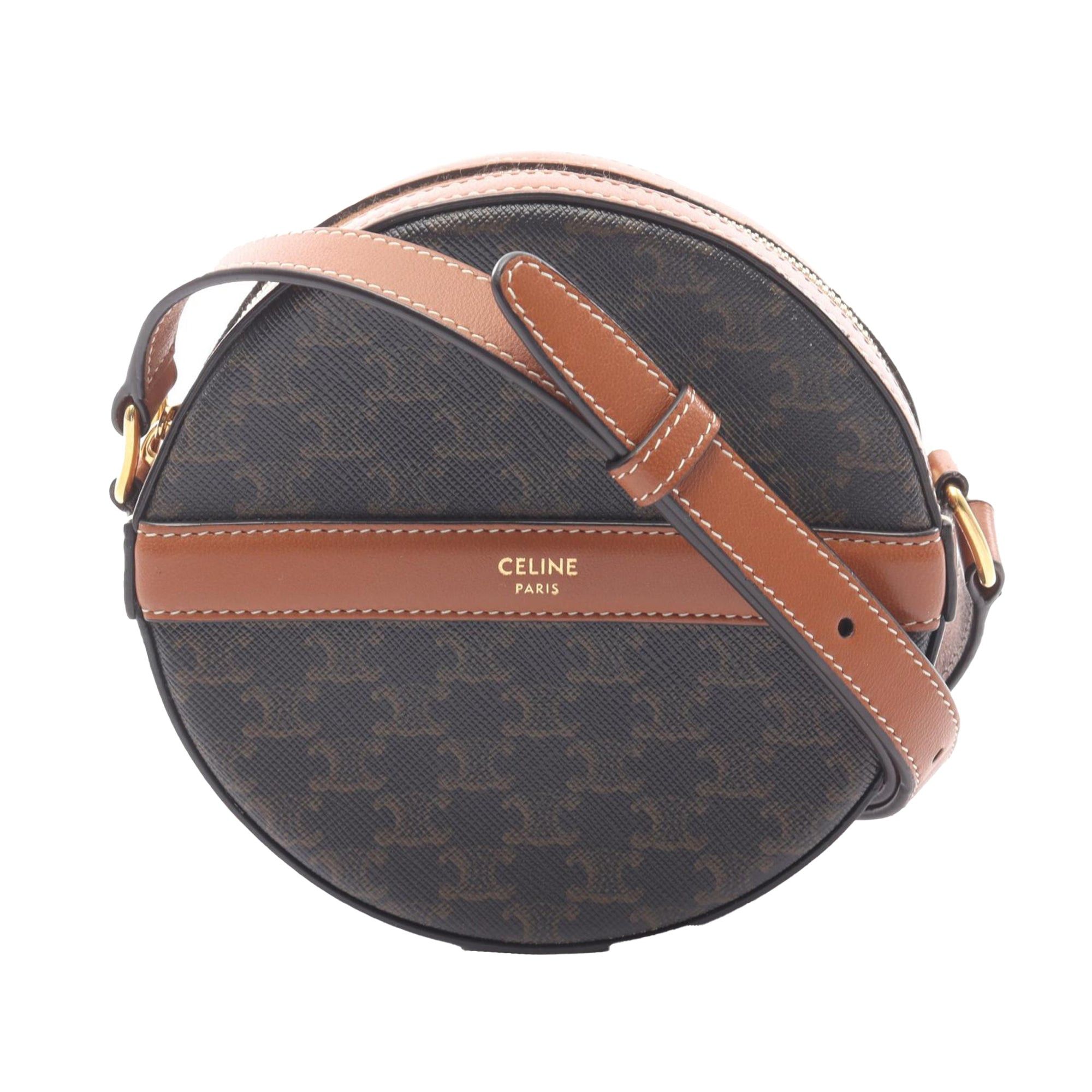 Celine Triomphe Coated Canvas Round Purse on Strap Size ONE SIZE - 1 Thumbnail