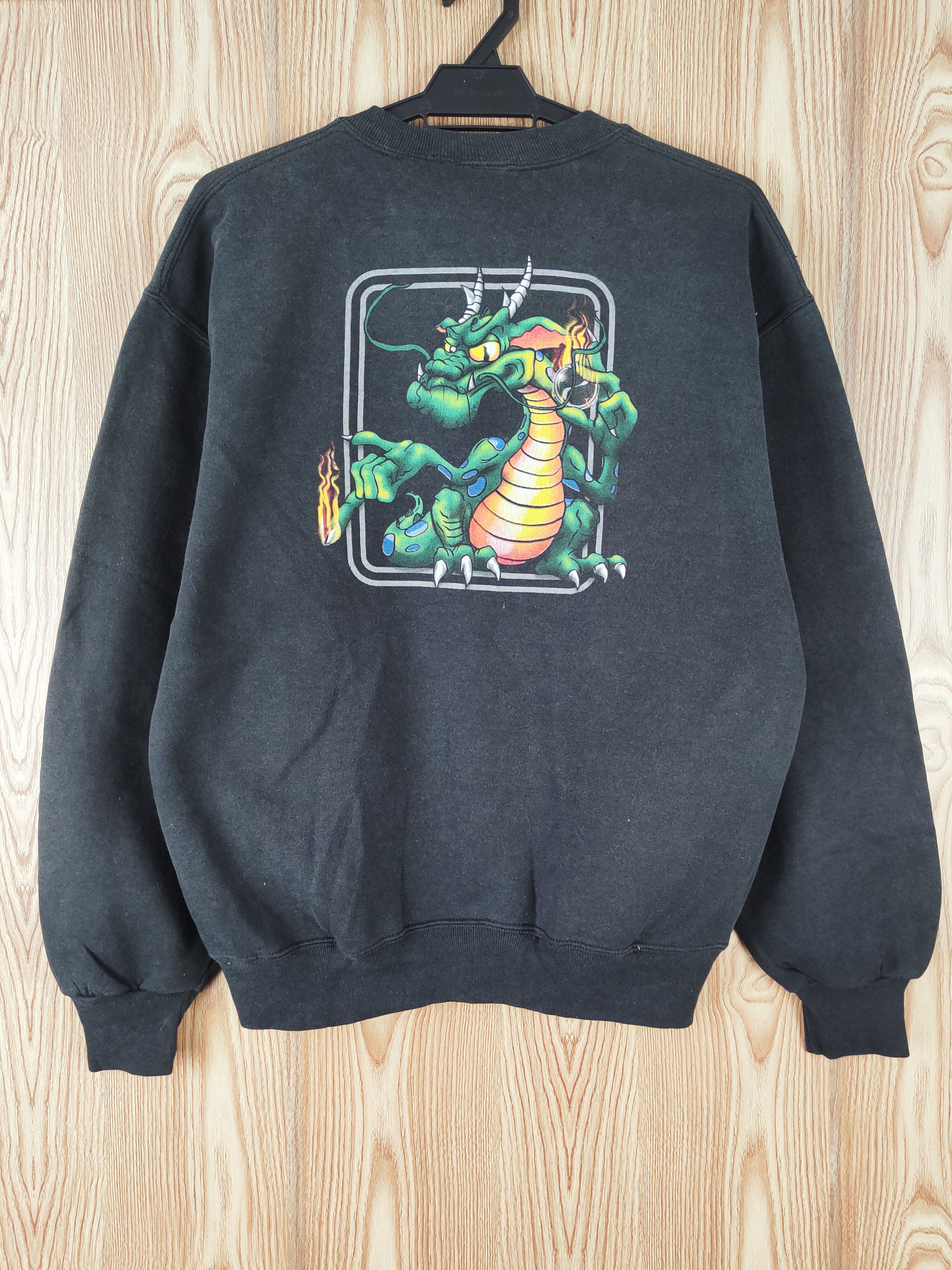 Japanese Brand T&C Surf Designs Dragon Black Faded Sweatshirts #W035 Size US M / EU 48-50 / 2 - 1 Thumbnail
