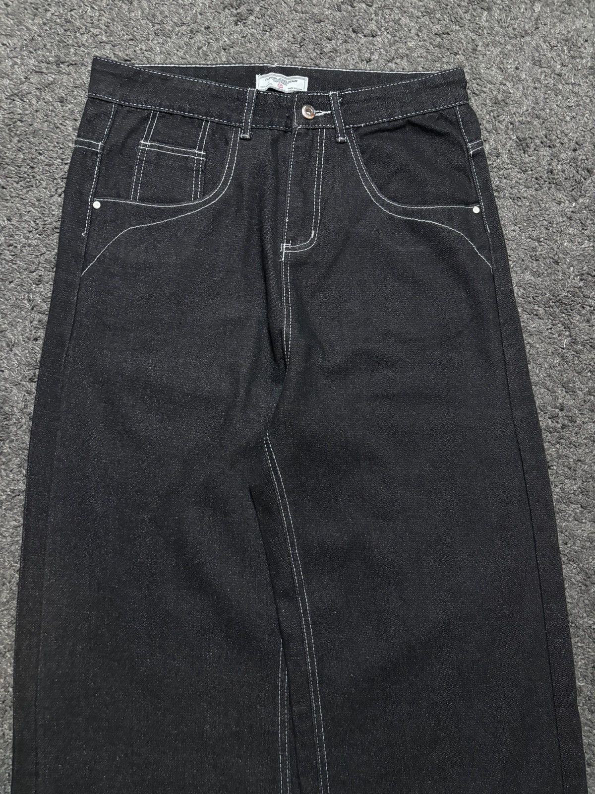 Jean × Vintage Vintage rare tribal medieval blazon sword black baggy jeans Size US 33 - 14 Thumbnail
