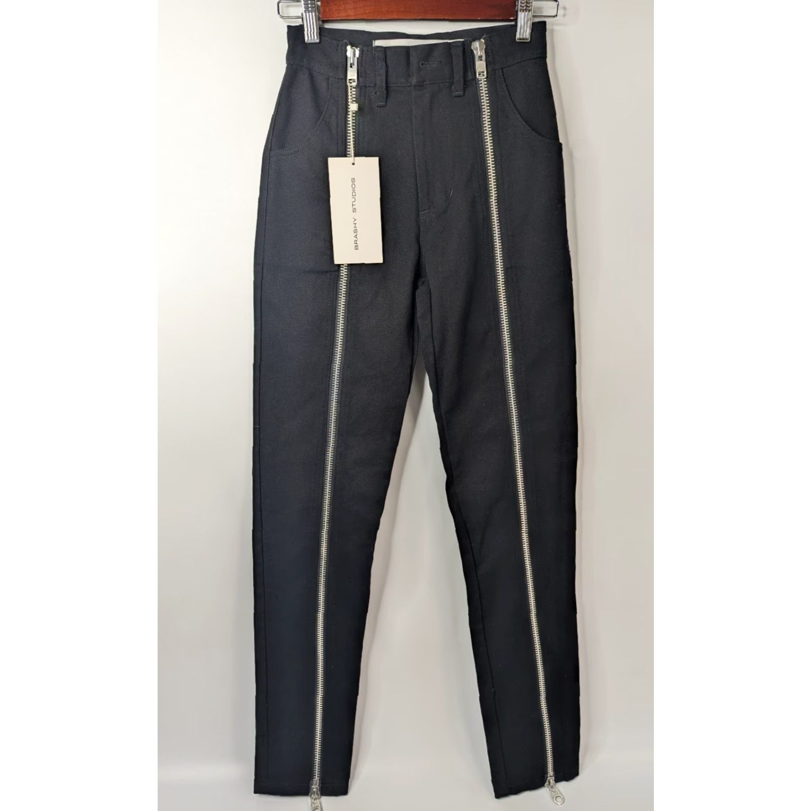Vintage Brashy Studios Full Leg Zip Pants XS Black Women Pants Limited Edition Read (Brand: Brashy Studios) Size 26" / US 2 / IT 38 - 2 Thumbnail