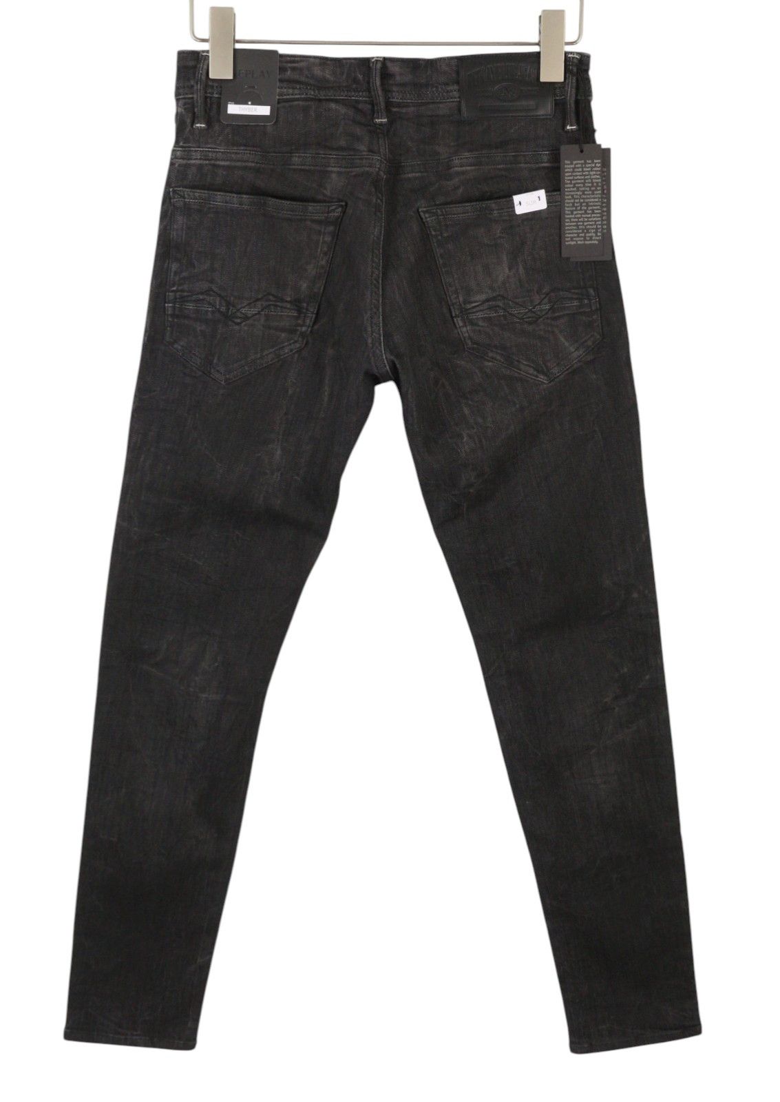 Replay THYBER W29/L34 Black Faded Stretch Slim Jeans 89125 Size US 29 - 2 Thumbnail
