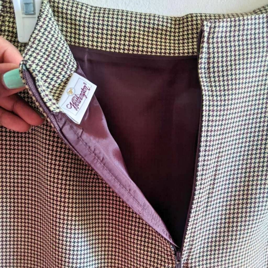 Worthington Worthington Skirt 4P Petite Houndstooth Brown Cream Lined Ca Size 27" / US 4 / IT 40 - 3 Thumbnail
