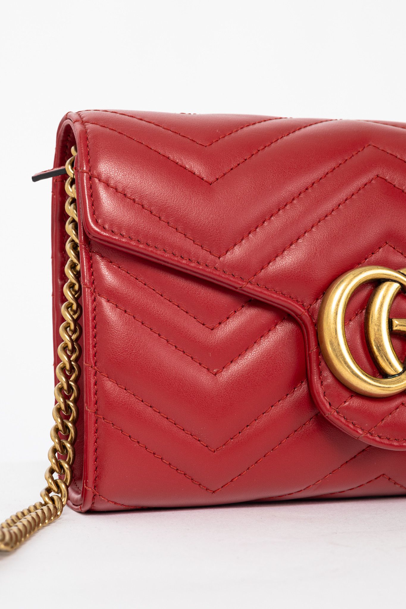 Gucci Gucci GG Marmont Matelasse Chevron Leather Wallet on Chain Size ONE SIZE - 7 Thumbnail