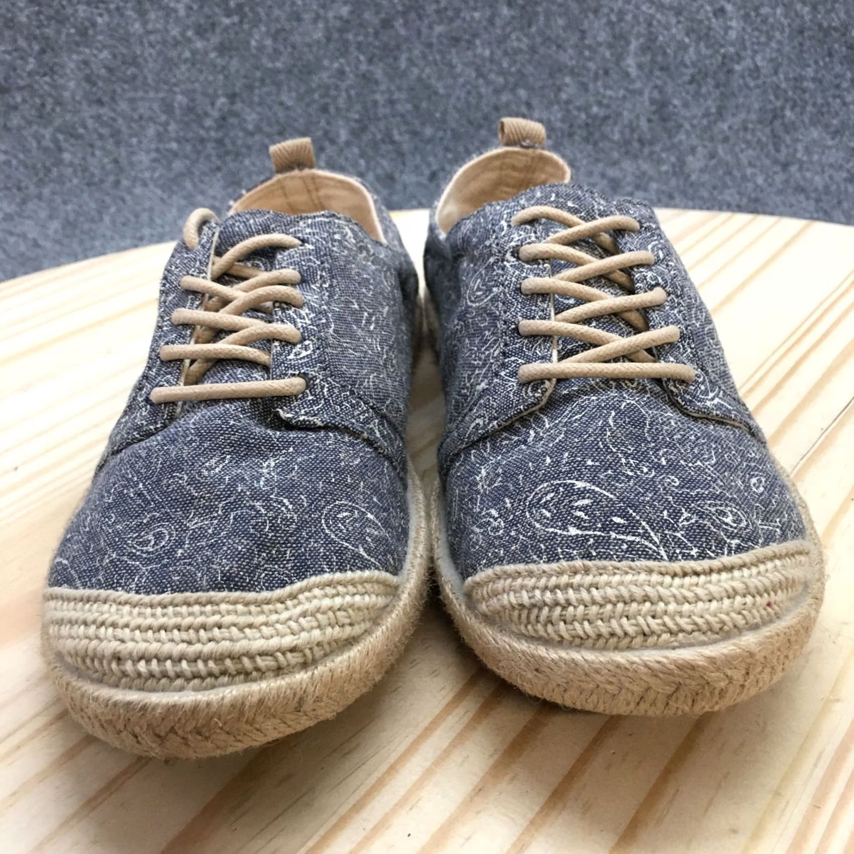 Vintage ROXY Espadrille Womens 7.5 Blue Flora Paisley Lace Up Casual Comfort Shoes Size ONE SIZE - 4 Thumbnail