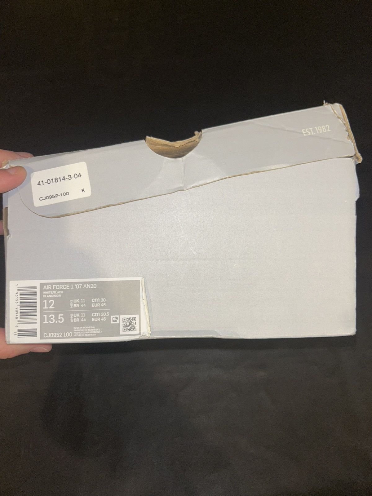 Nike Airforce 1 Black and White Size US 12 / EU 45 - 3 Thumbnail