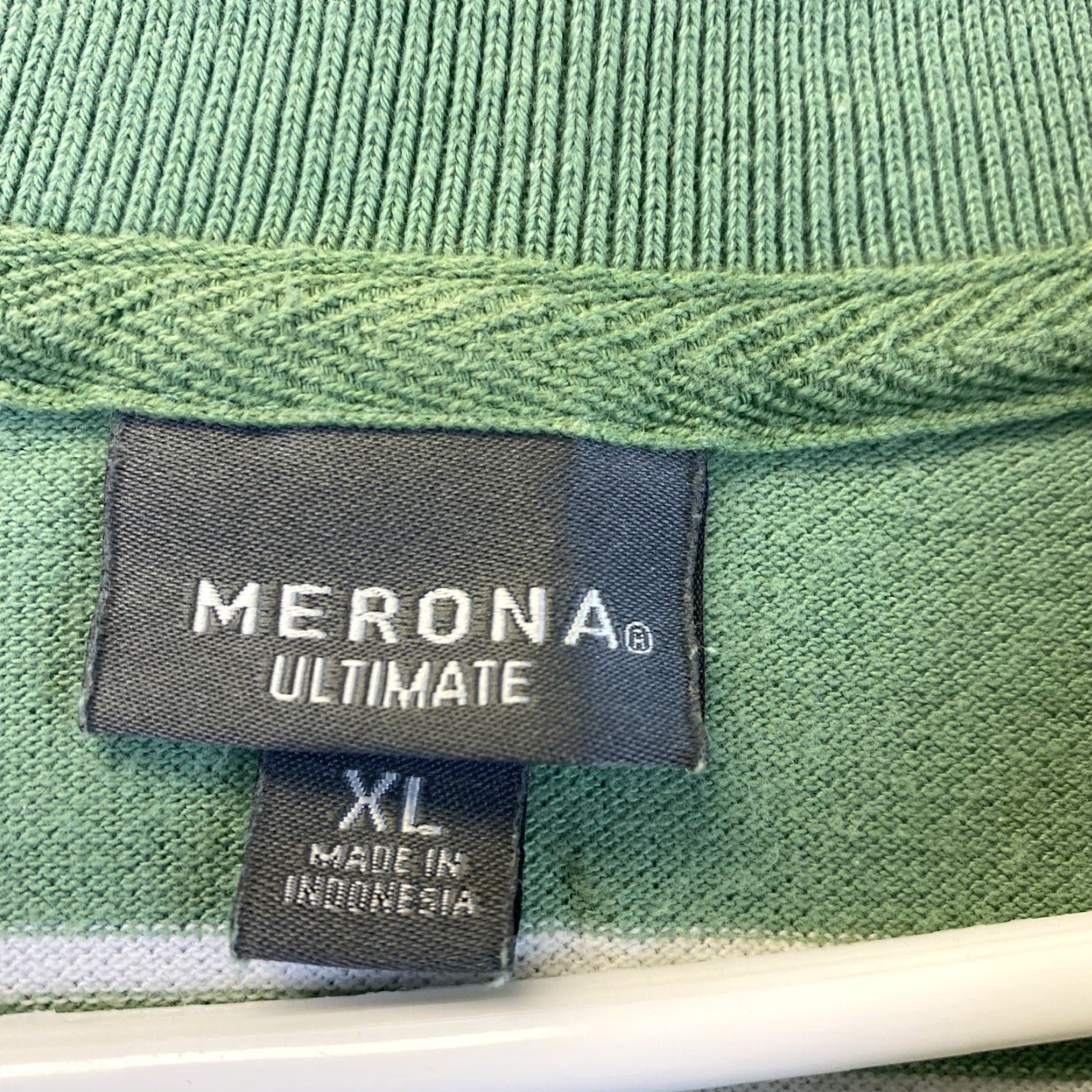 Merona Merona Men Polo Shirt Striped Short Sleeve Green XL 43-16 Casual Golf Knit 60/40 Cotton Polyester Size US XL / EU 56 / 4 - 3 Thumbnail